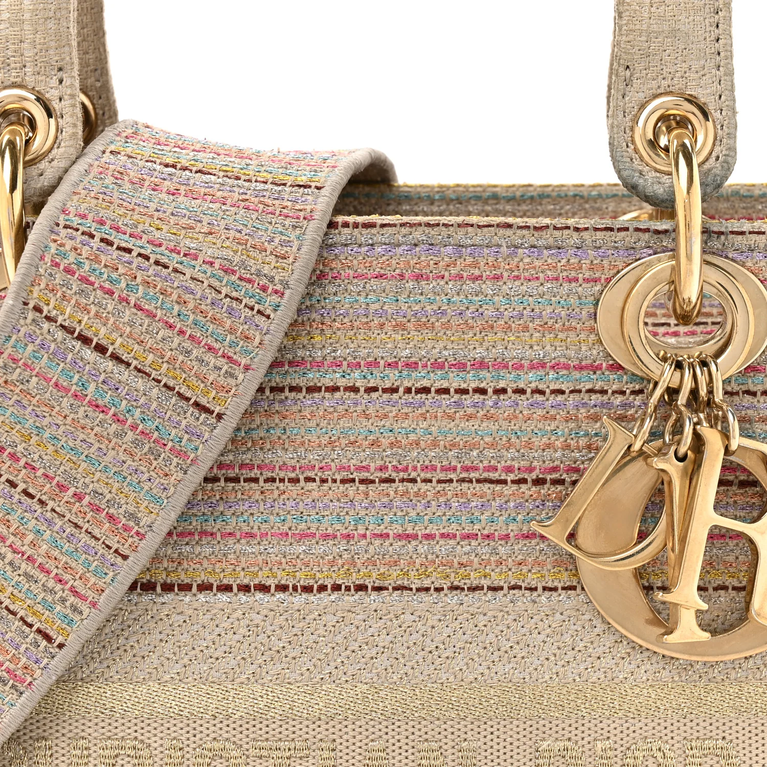 Canvas Embroidered Medium Lady D-Lite Beige Multicolor - Image 14