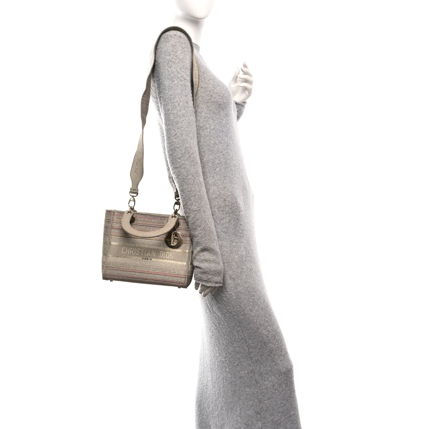 Canvas Embroidered Medium Lady D-Lite Beige Multicolor - Image 3