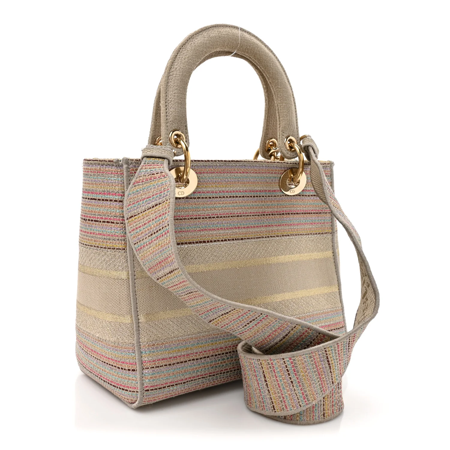 Canvas Embroidered Medium Lady D-Lite Beige Multicolor - Image 5