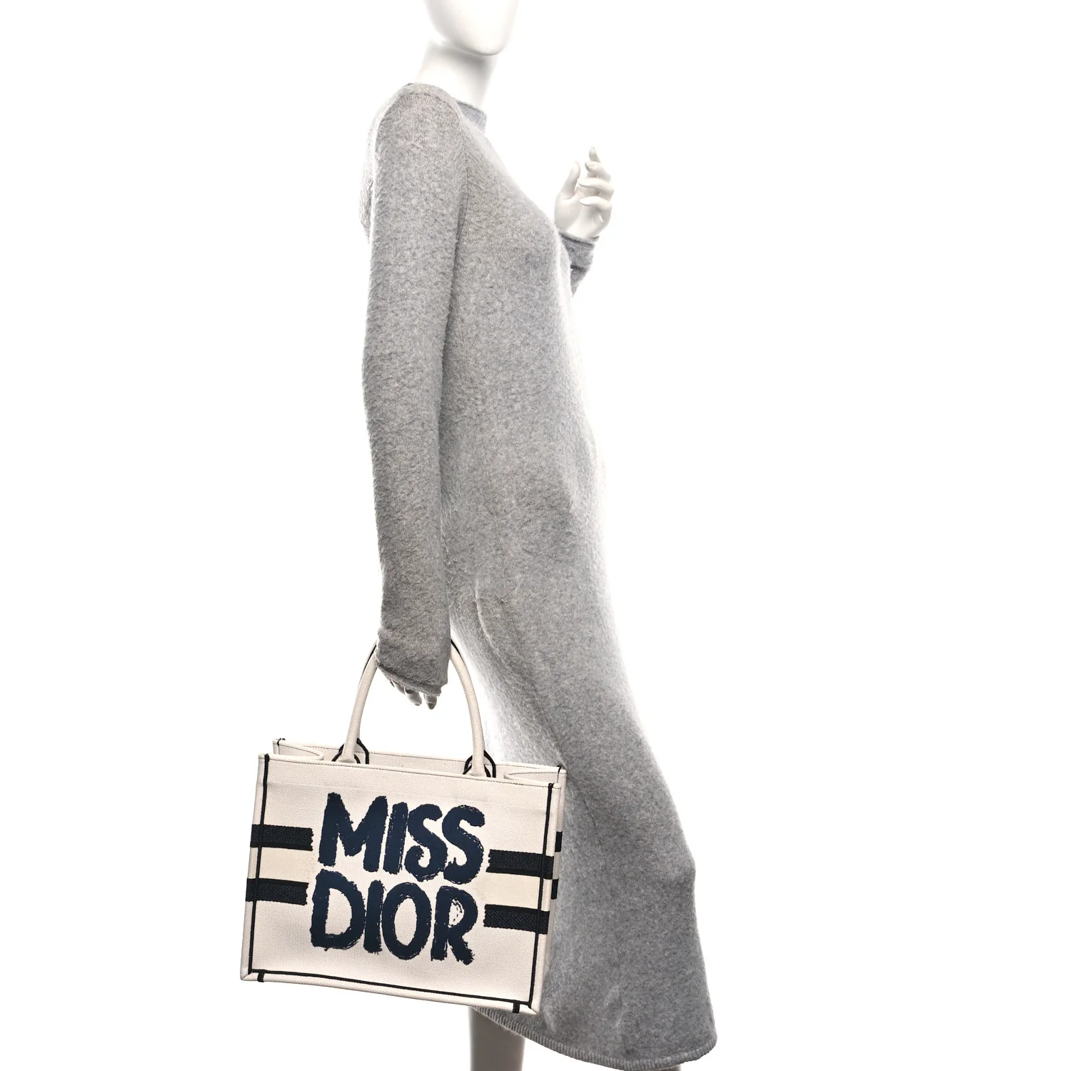 Canvas Embroidered Medium Miss Dior Graffiti Book Tote Navy White - Image 2