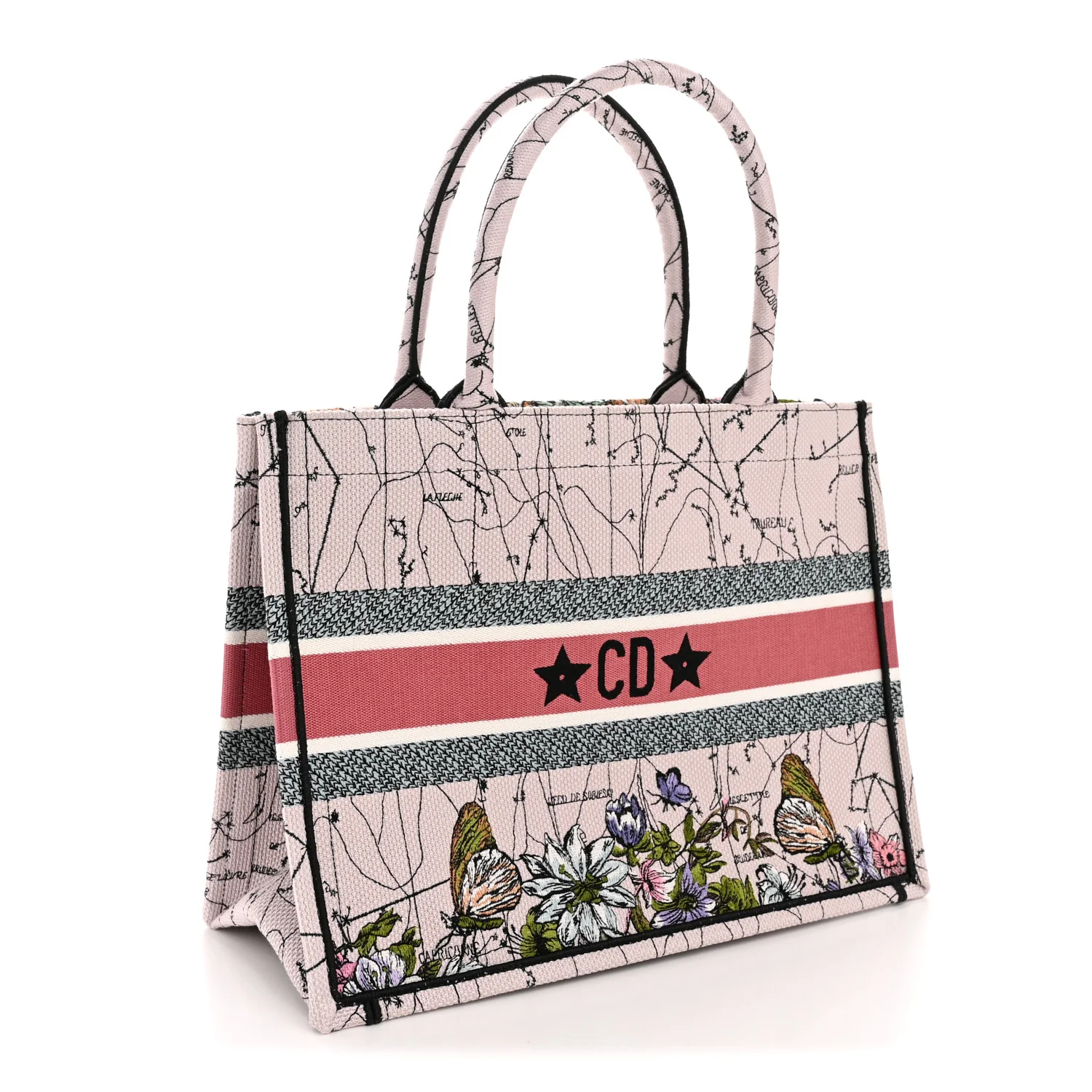 Canvas Embroidered Medium Zodiac Book Tote Latte Multicolor - Image 3