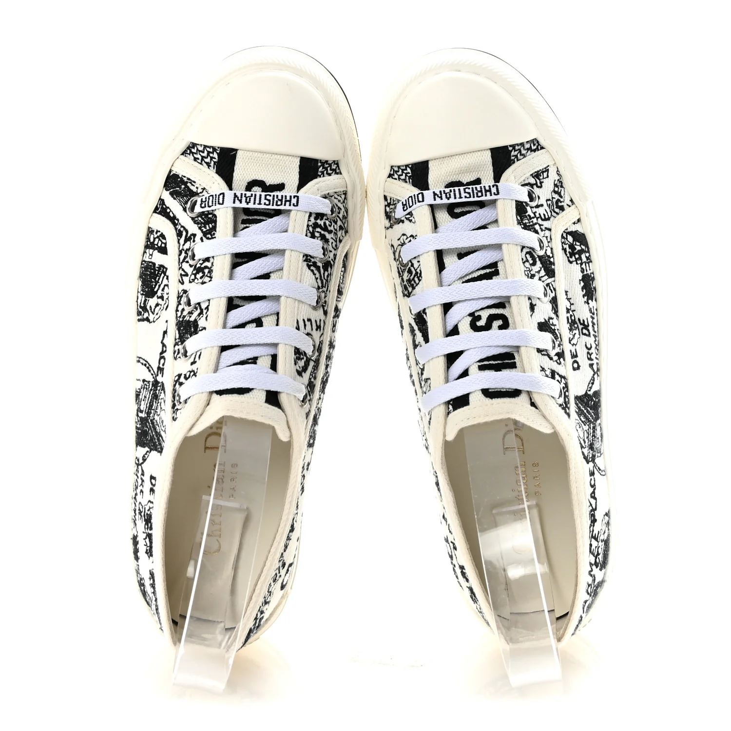 Canvas Embroidered Plan De Paris Womens Walk'N'Dior Platform Sneakers 36.5 White Black - Image 2