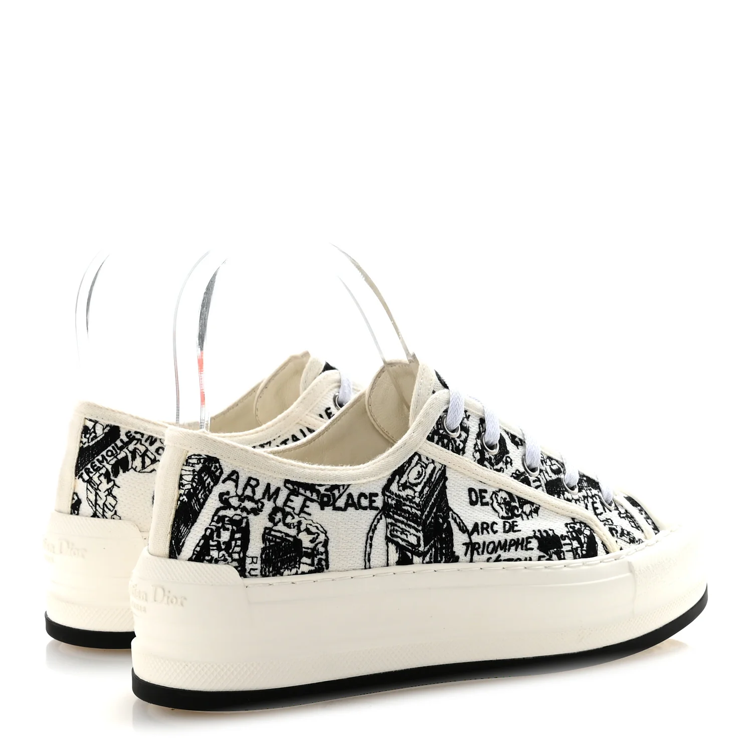 Canvas Embroidered Plan De Paris Womens Walk'N'Dior Platform Sneakers 36.5 White Black - Image 5