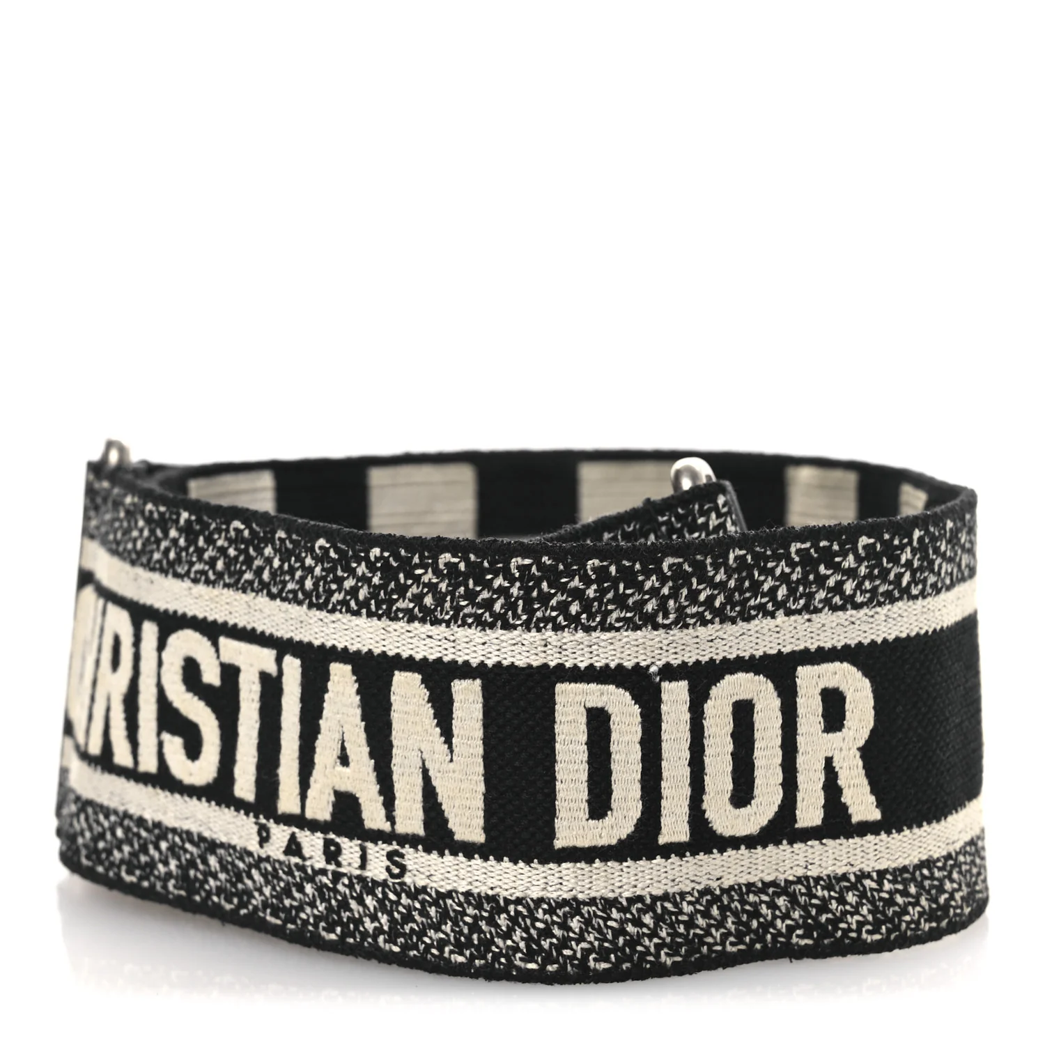 Canvas Embroidered Shoulder Strap Black - Image 2