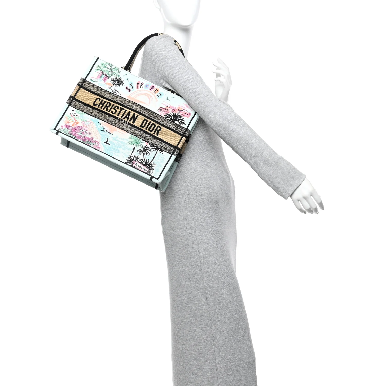 Canvas Embroidered Souvenir Saint Tropez Medium Book Tote Natural Multicolor - Image 2