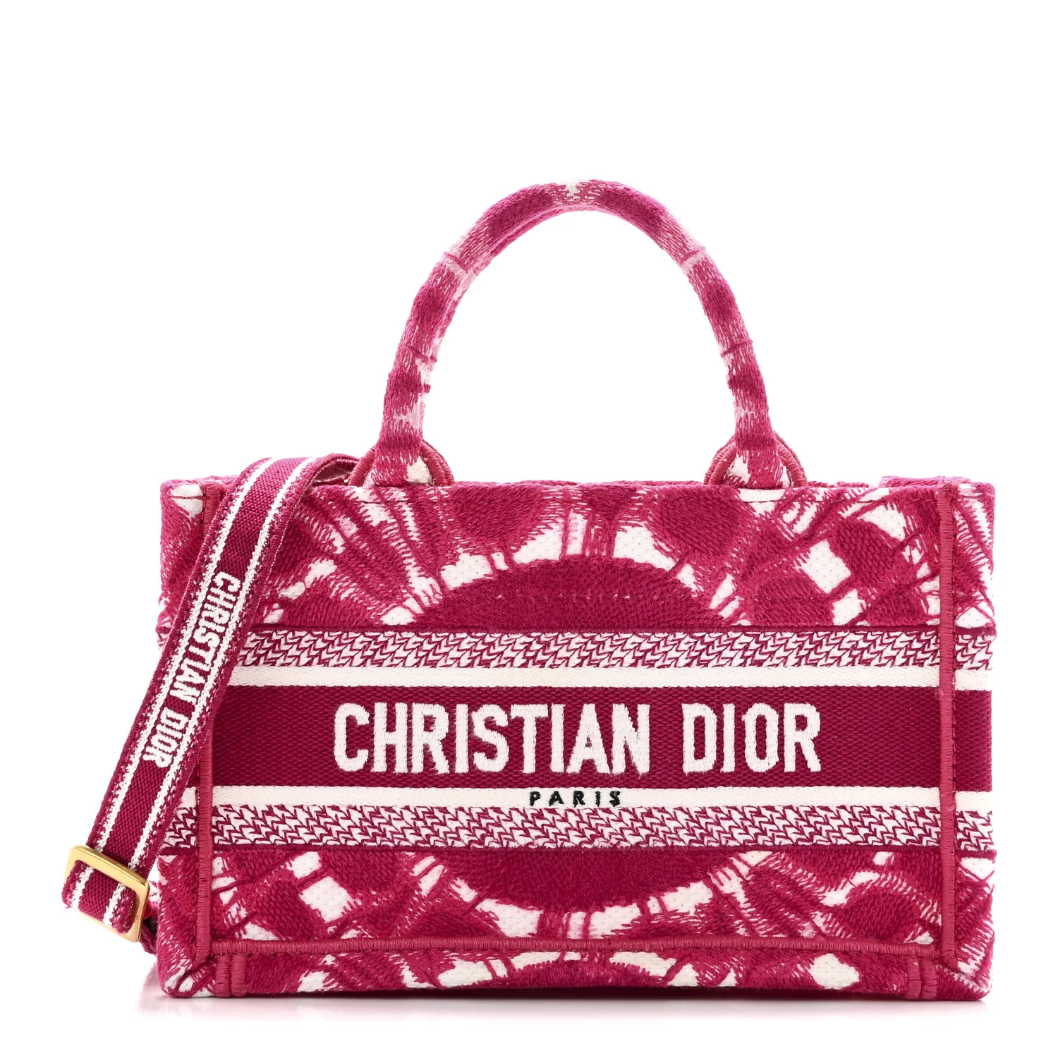 Canvas Embroidered Tie Dye Mini Book Tote With Strap Pink White