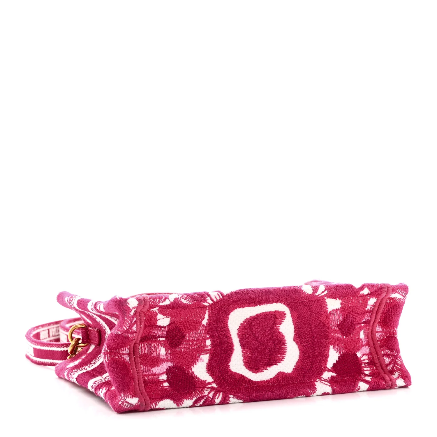 Canvas Embroidered Tie Dye Mini Book Tote With Strap Pink White - Image 4
