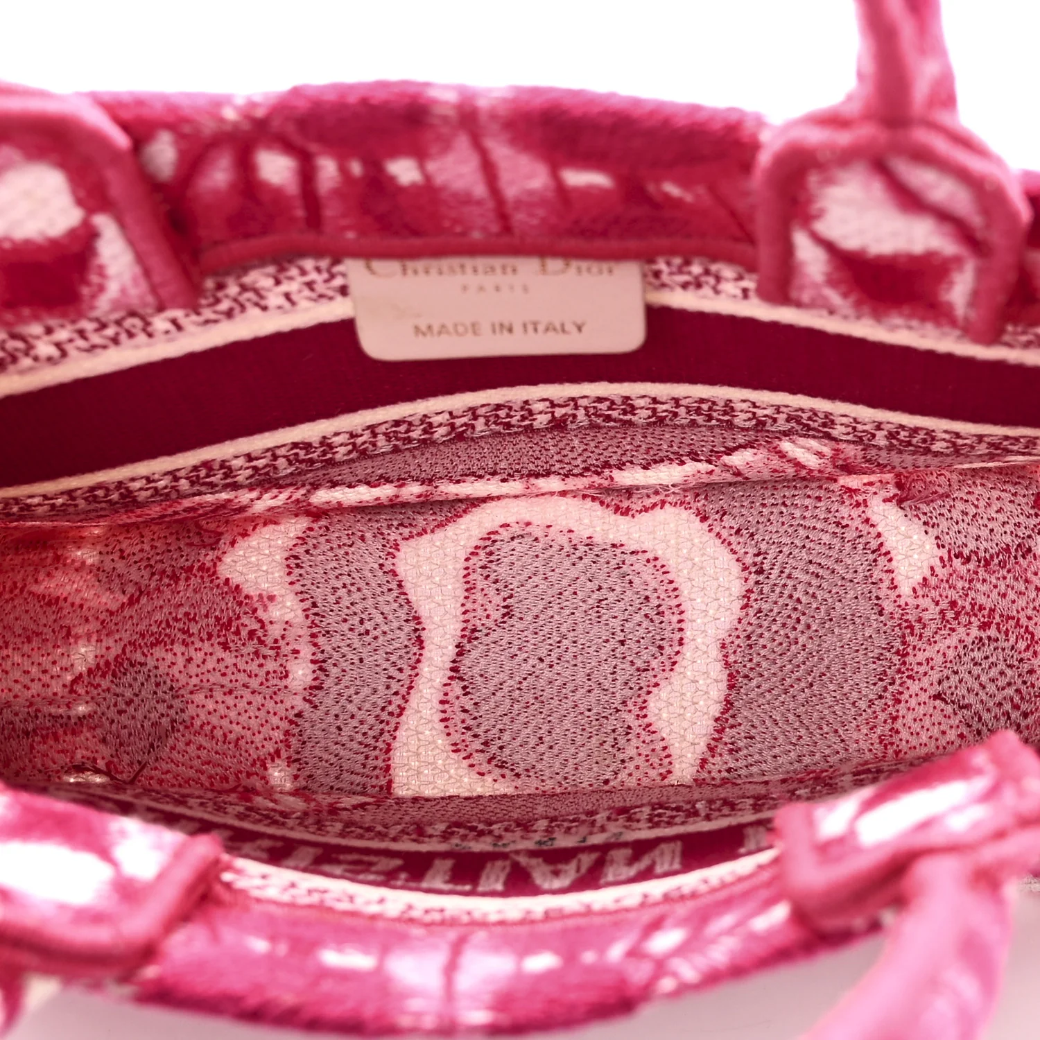 Canvas Embroidered Tie Dye Mini Book Tote With Strap Pink White - Image 5