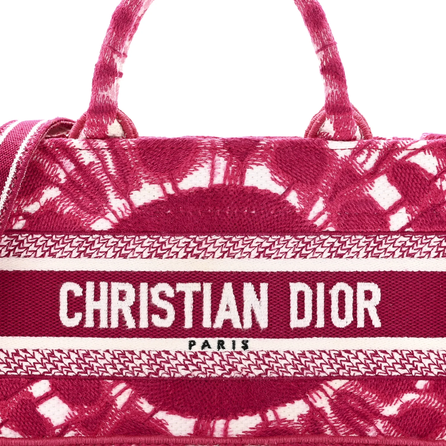 Canvas Embroidered Tie Dye Mini Book Tote With Strap Pink White - Image 8