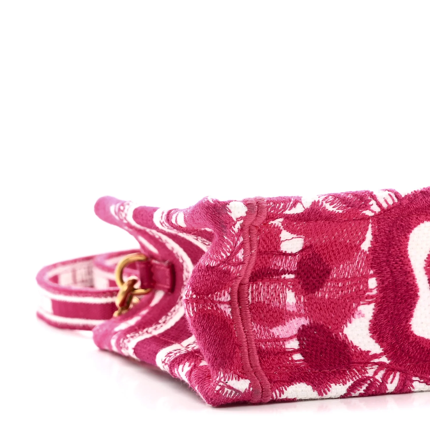 Canvas Embroidered Tie Dye Mini Book Tote With Strap Pink White - Image 9