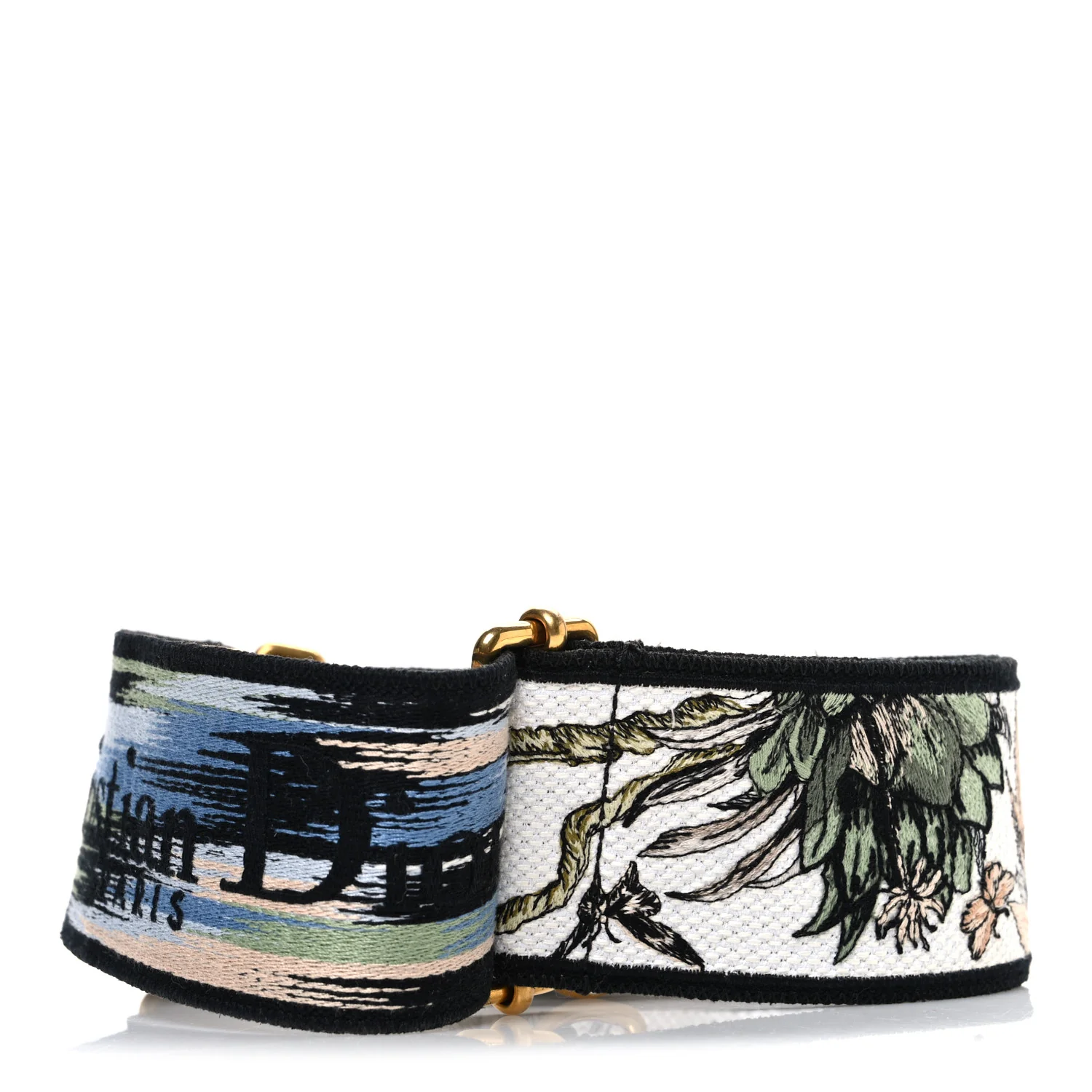 Canvas Embroidered Toile de Jouy Mexico Shoulder Strap White Multicolor - Image 2