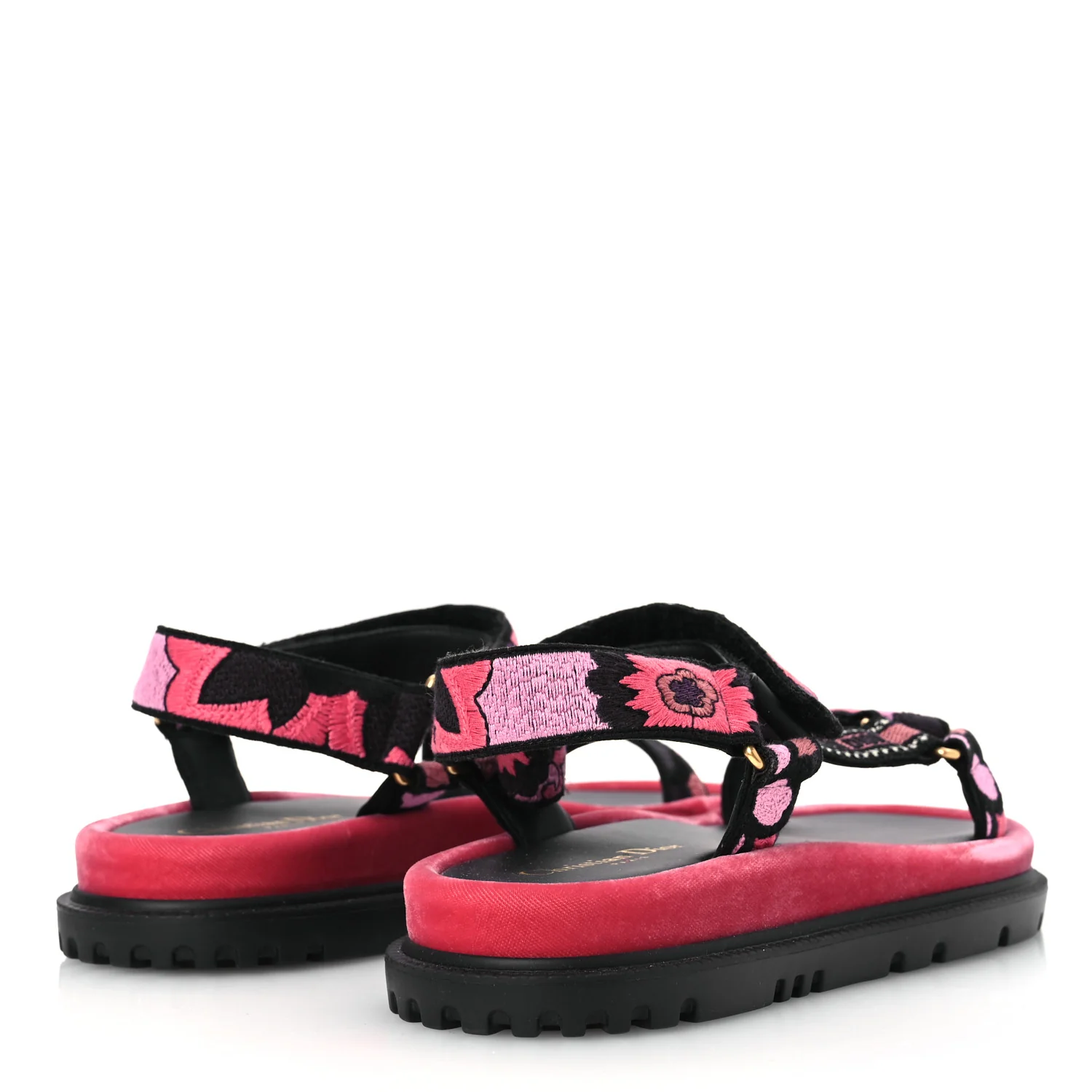 Canvas Embroidered Velvet Jardin Indien 10mm D-Wave Sandals 39 Pink Multicolor - Image 5