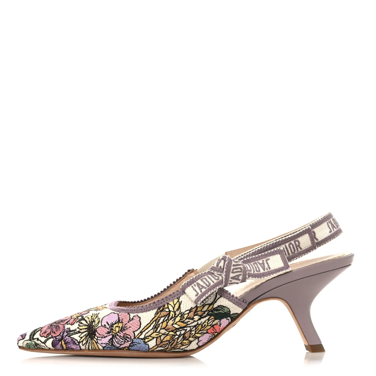 Canvas Embroidered Voyage Cotton Ribbon J'Adior Slingback 65mm Pumps 38 Poudre Multicolor