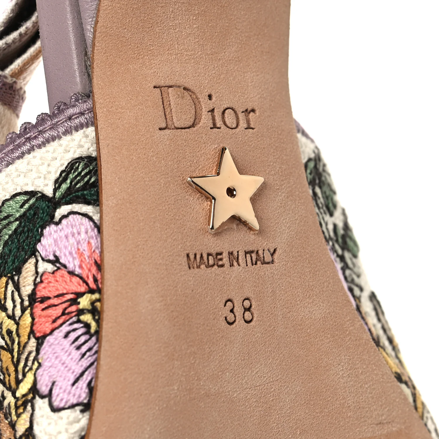 Canvas Embroidered Voyage Cotton Ribbon J'Adior Slingback 65mm Pumps 38 Poudre Multicolor - Image 8