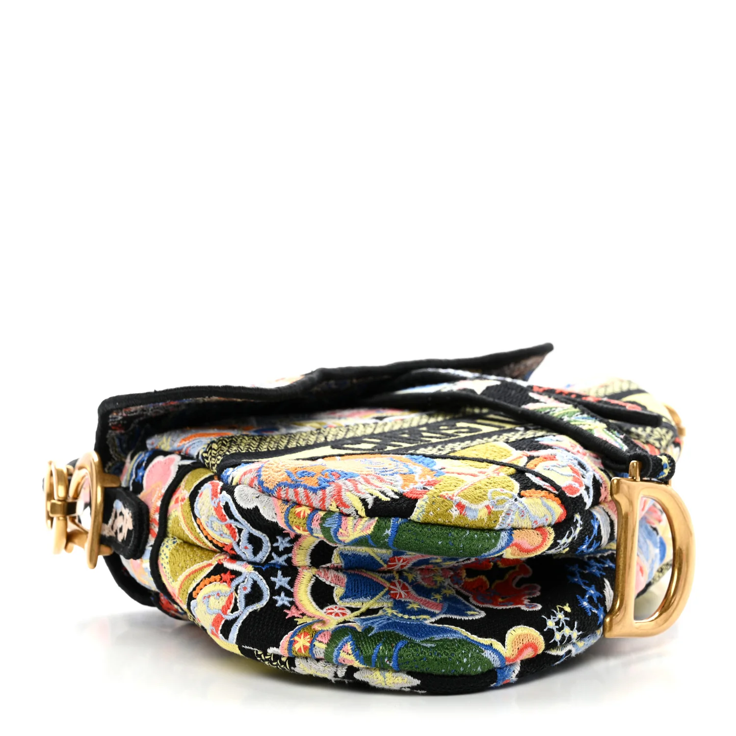 Canvas Embroidered Zodiac Fantastico Saddle Bag Black Multicolor - Image 4