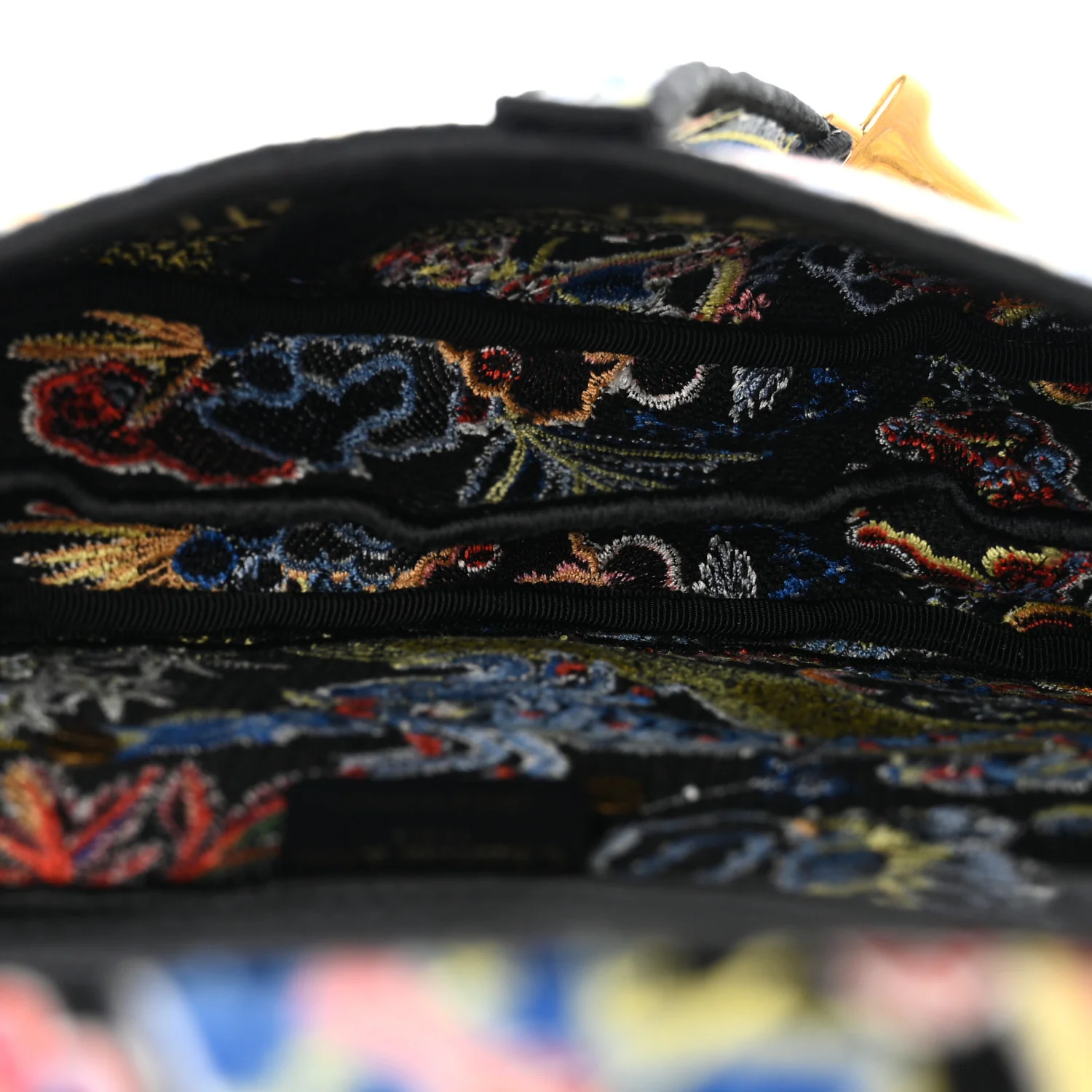 Canvas Embroidered Zodiac Fantastico Saddle Bag Black Multicolor - Image 5