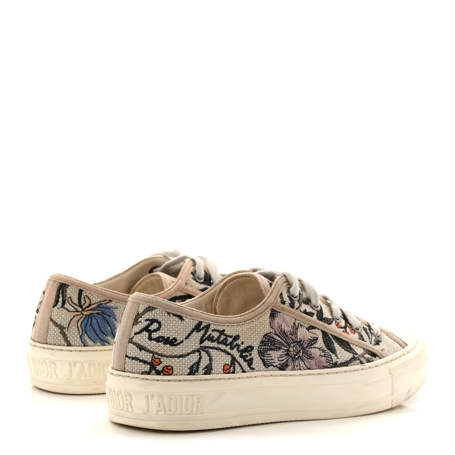 Canvas Floral Embroidered Womens Walk'N'Dior Low Top Sneakers 37.5 Multicolor - Image 4