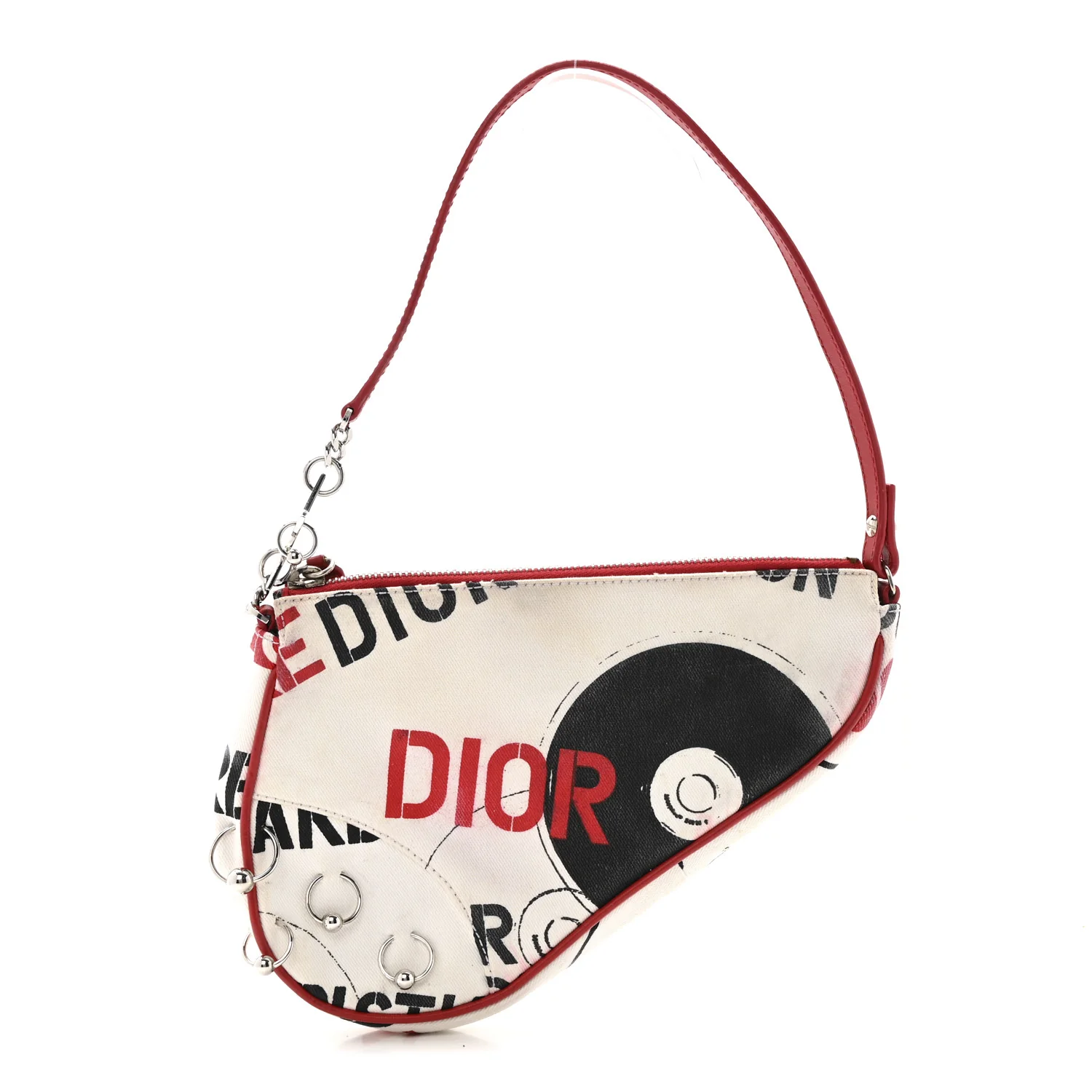 Canvas Hardcore Mini Saddle Pochette White Red