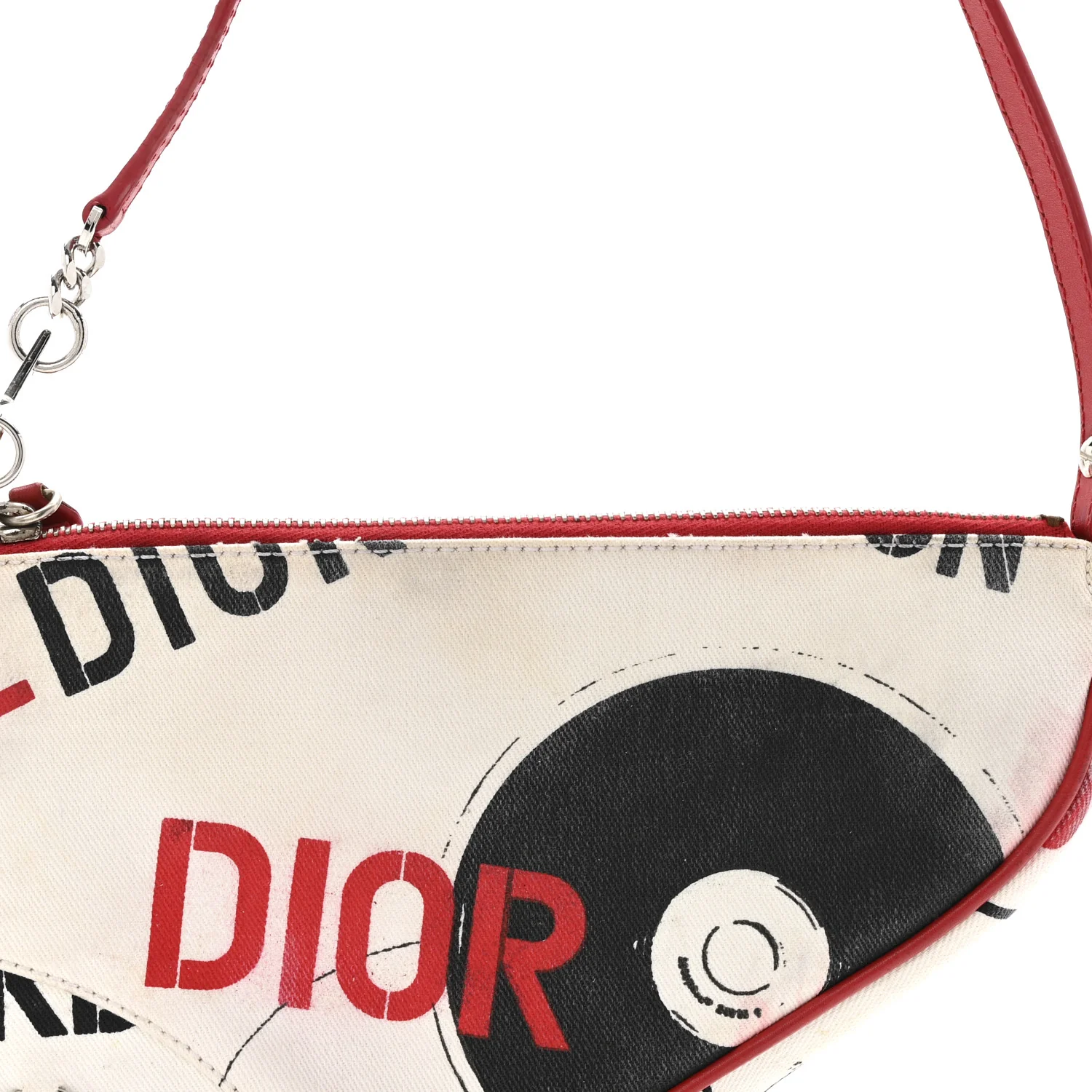 Canvas Hardcore Mini Saddle Pochette White Red - Image 8