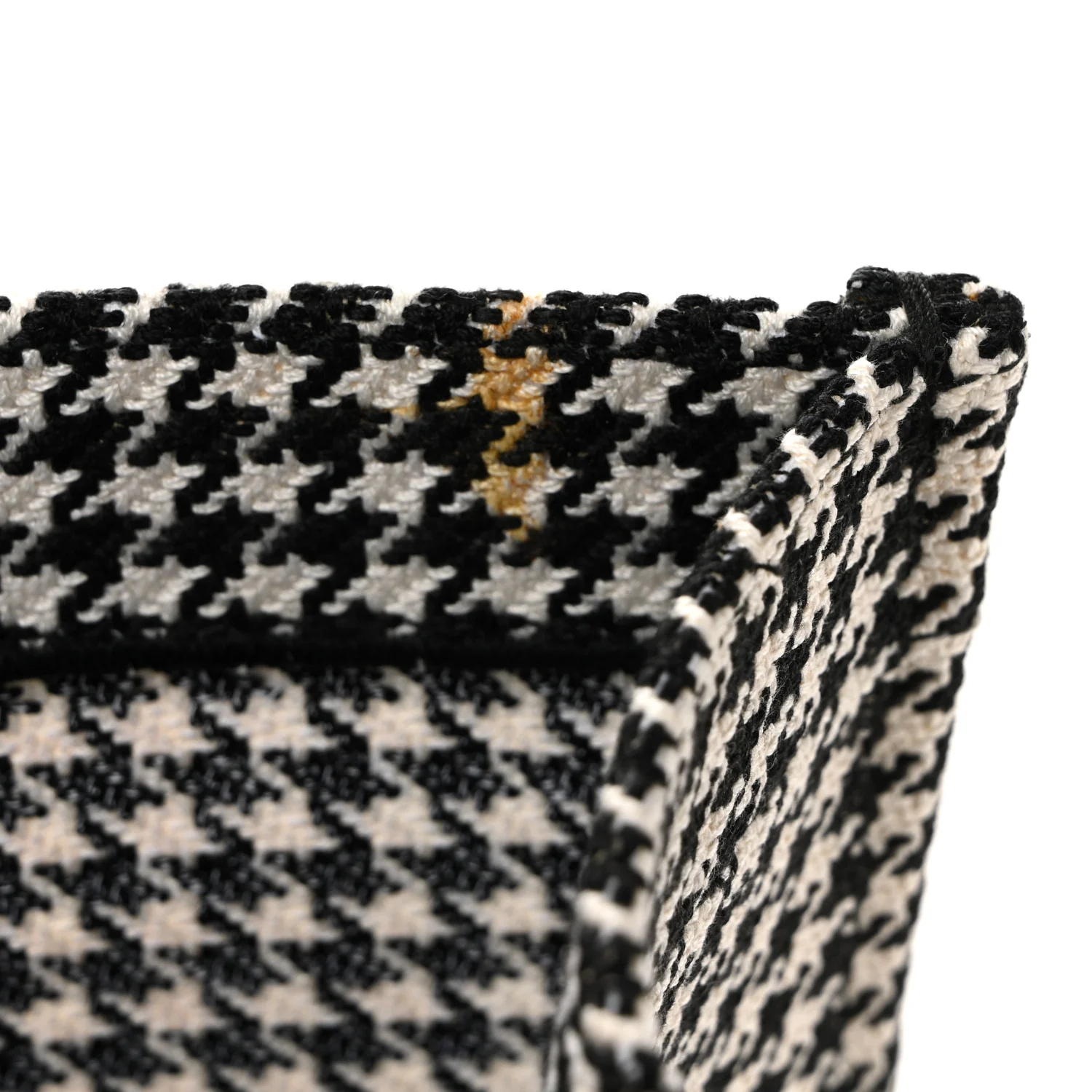 Canvas Houndstooth Embroidered Large Book Tote Black White - Image 11