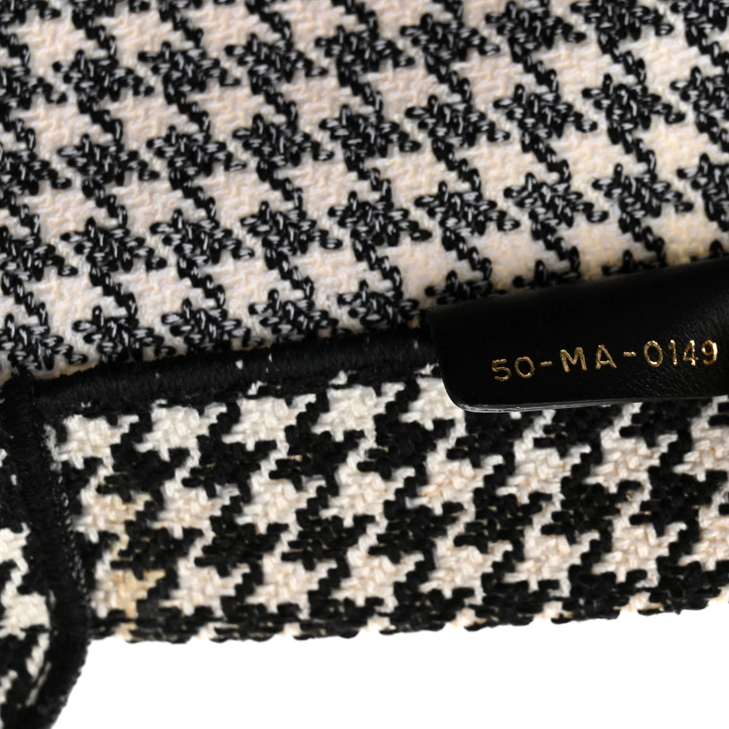 Canvas Houndstooth Embroidered Large Book Tote Black White - Image 7