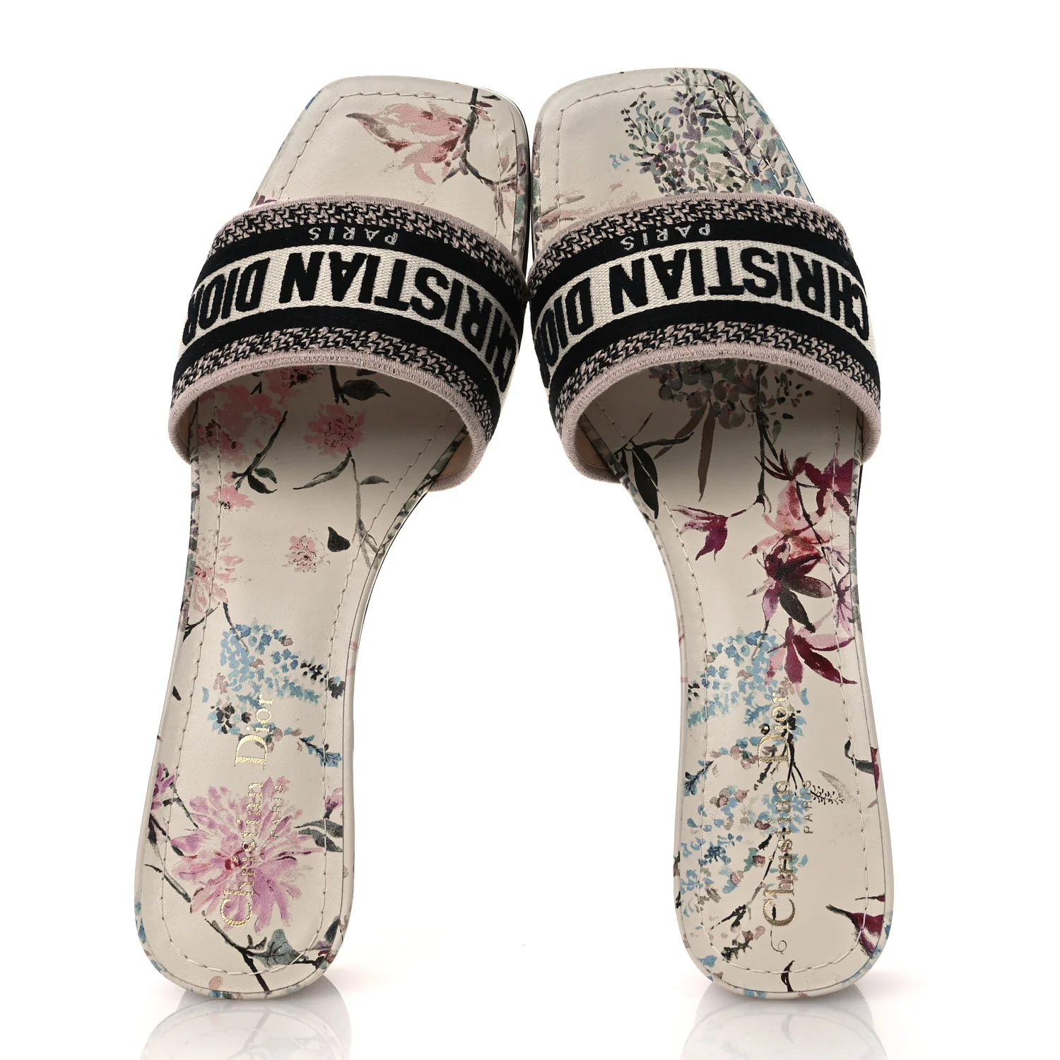 Canvas Jardin Botanique Embroidered Dway 40mm Slide Sandals 41.5 White Multicolor - Image 2