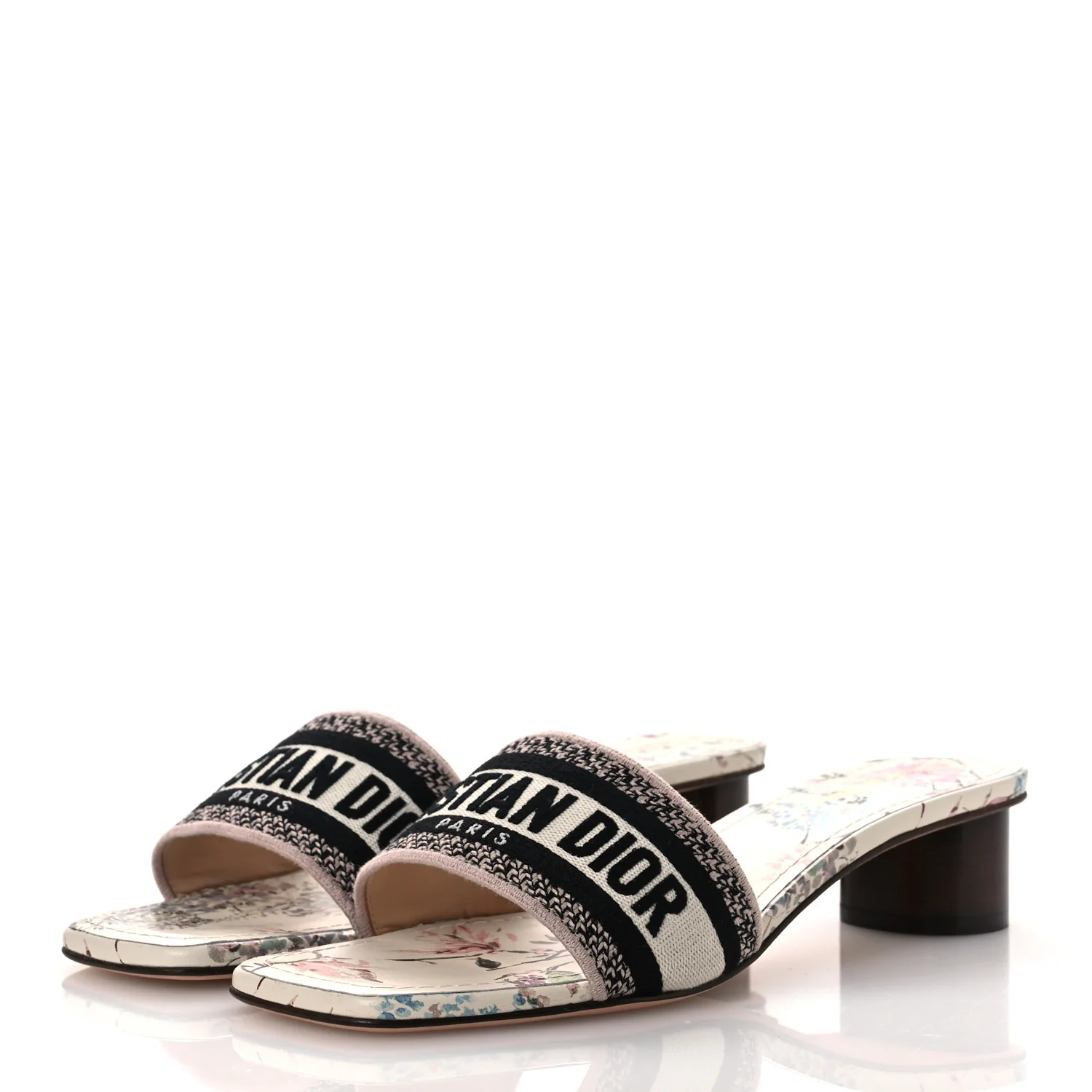 Canvas Jardin Botanique Embroidered Dway 40mm Slide Sandals 41.5 White Multicolor - Image 4