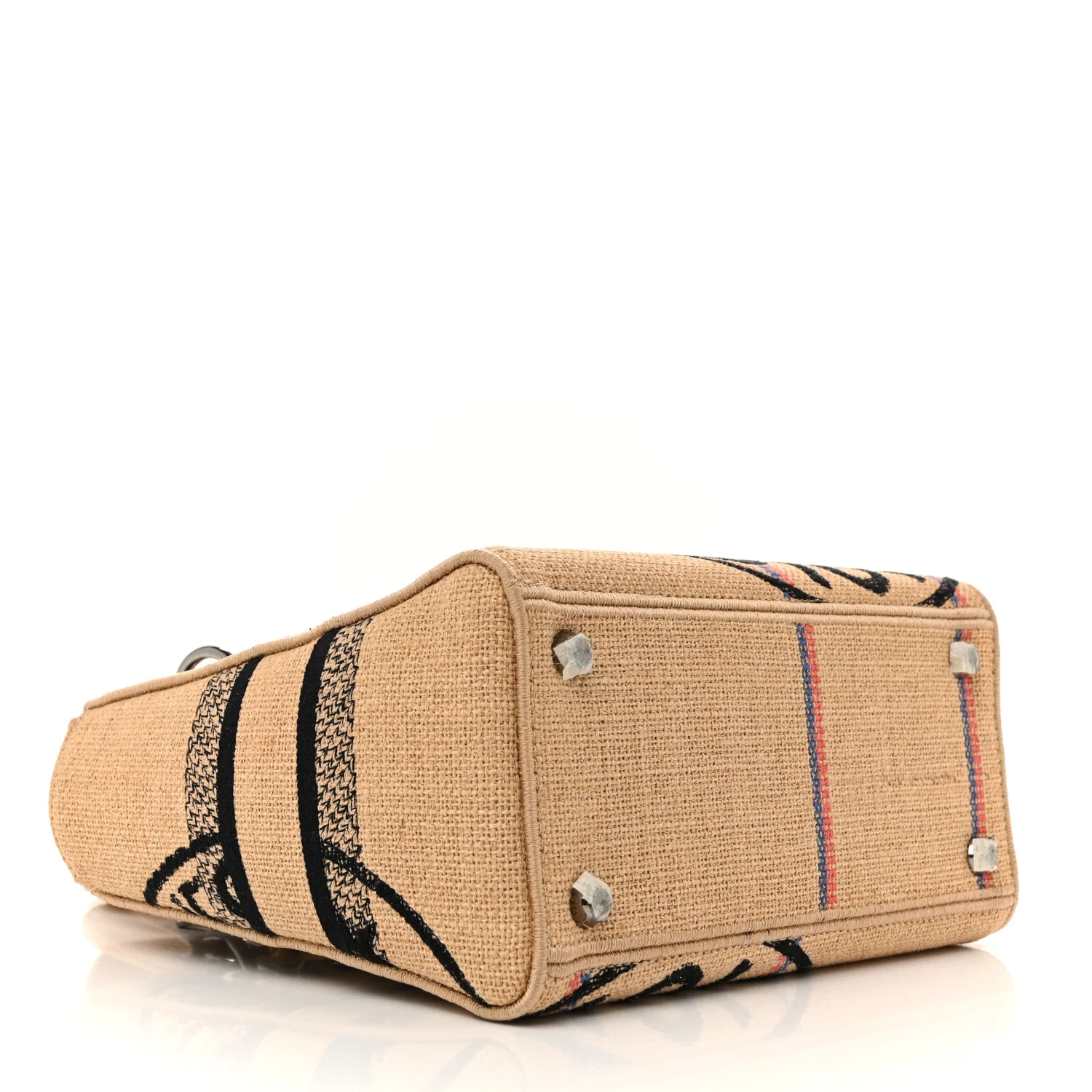 Canvas Jute Embroidered Medium Lady D-Lite Beige Multicolor - Image 4