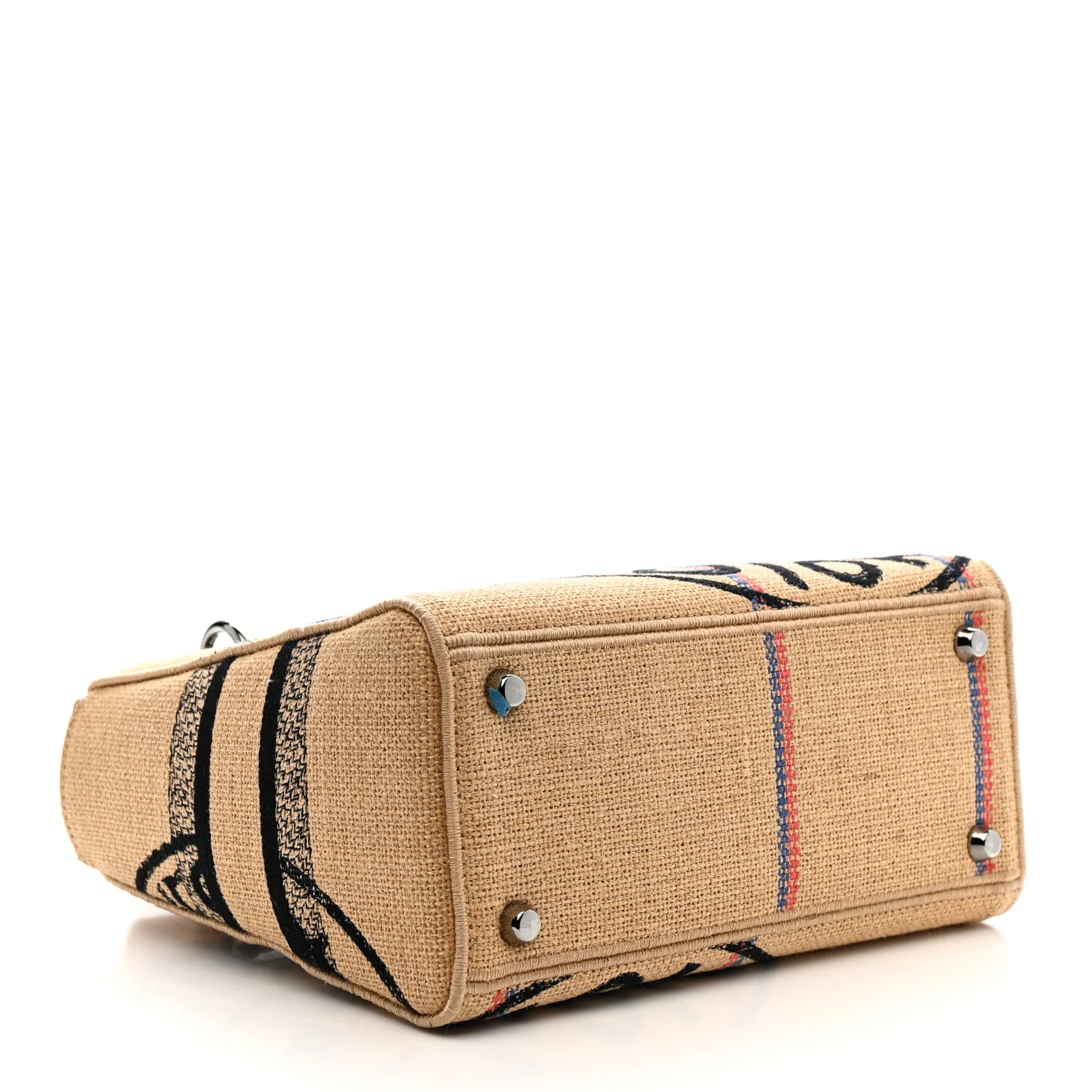 Canvas Jute Embroidered Medium Lady D-Lite Beige Multicolor - Image 4