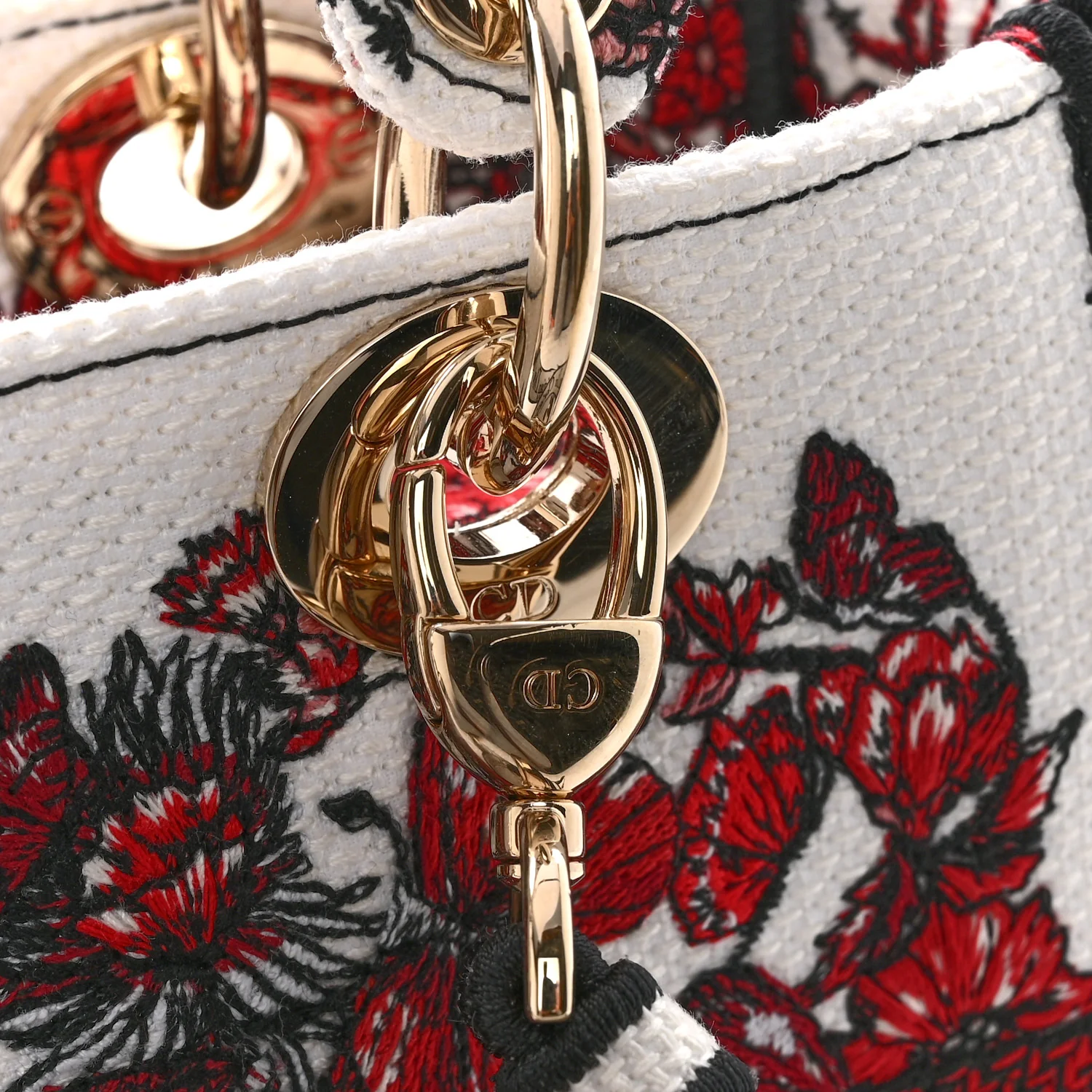 Canvas Le Coeur En Fleurs Embroidered Medium Lady D-Lite White Multicolor - Image 12