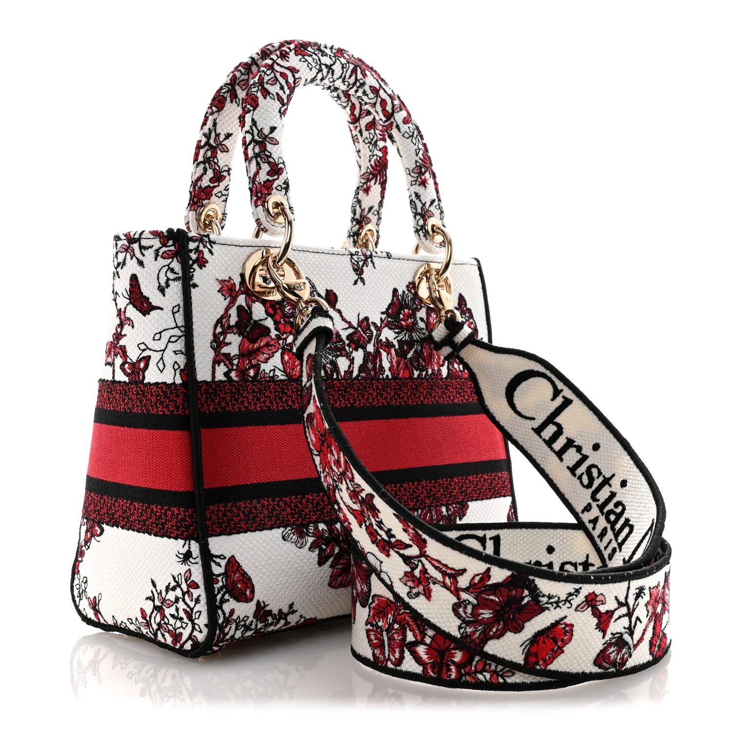 Canvas Le Coeur En Fleurs Embroidered Medium Lady D-Lite White Multicolor - Image 3