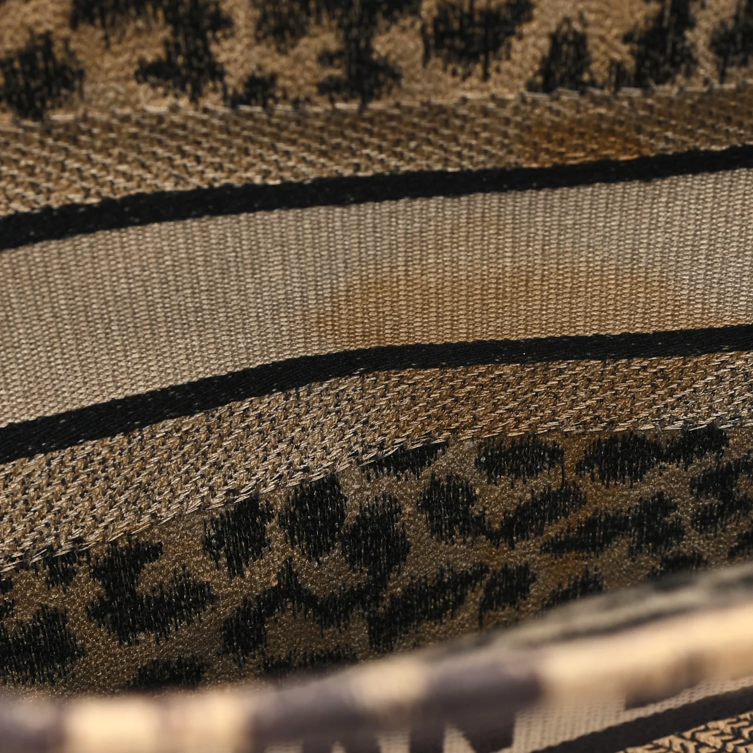 Canvas Mizza Embroidered Large Leopard Book Tote Beige - Image 11