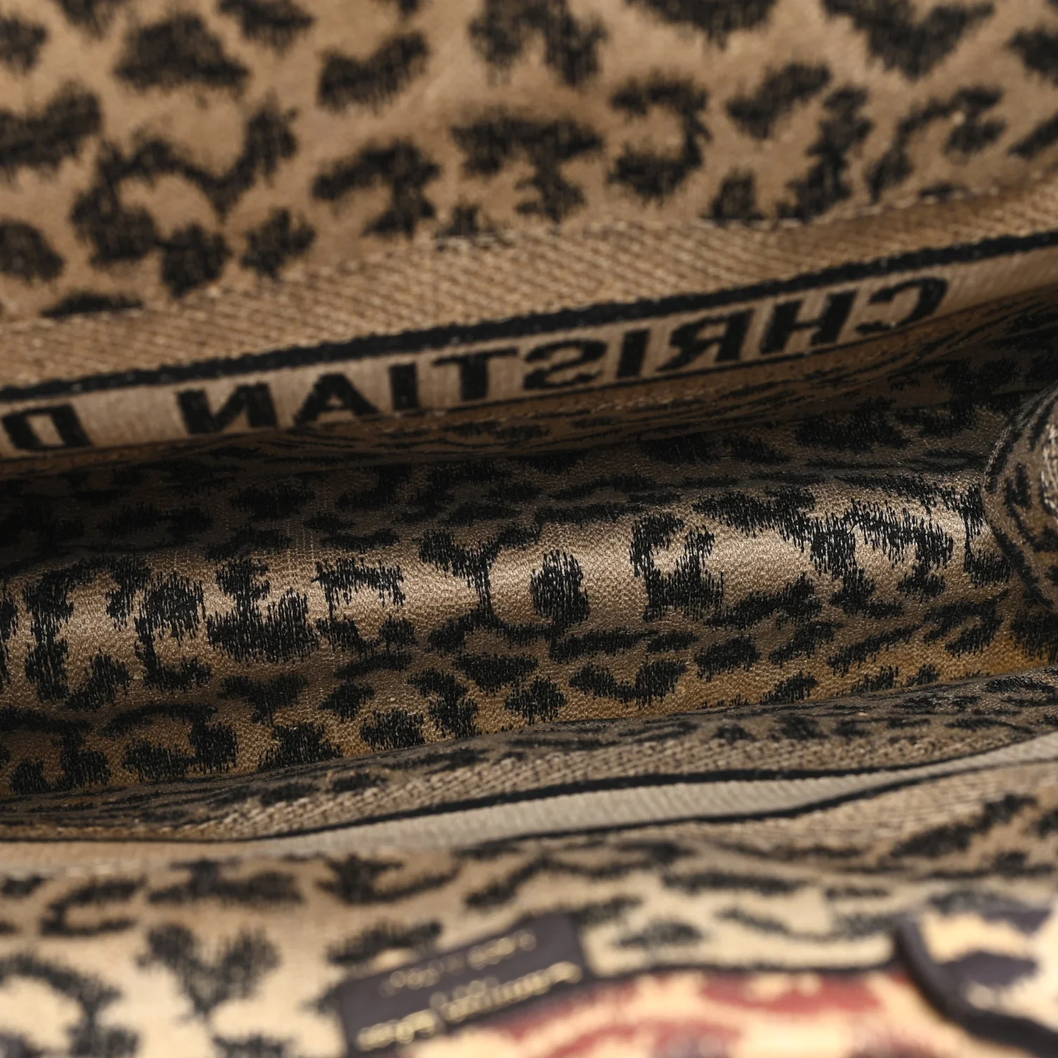 Canvas Mizza Embroidered Large Leopard Book Tote Beige - Image 5