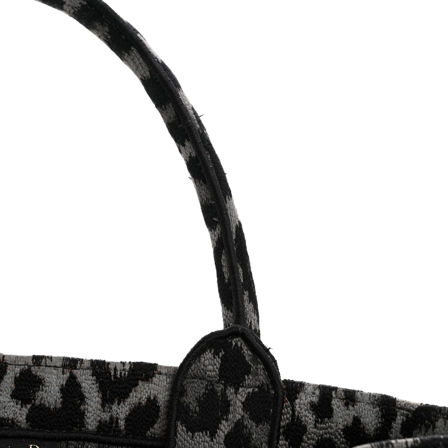 Canvas Mizza Embroidered Large Leopard Book Tote Grey - Image 11
