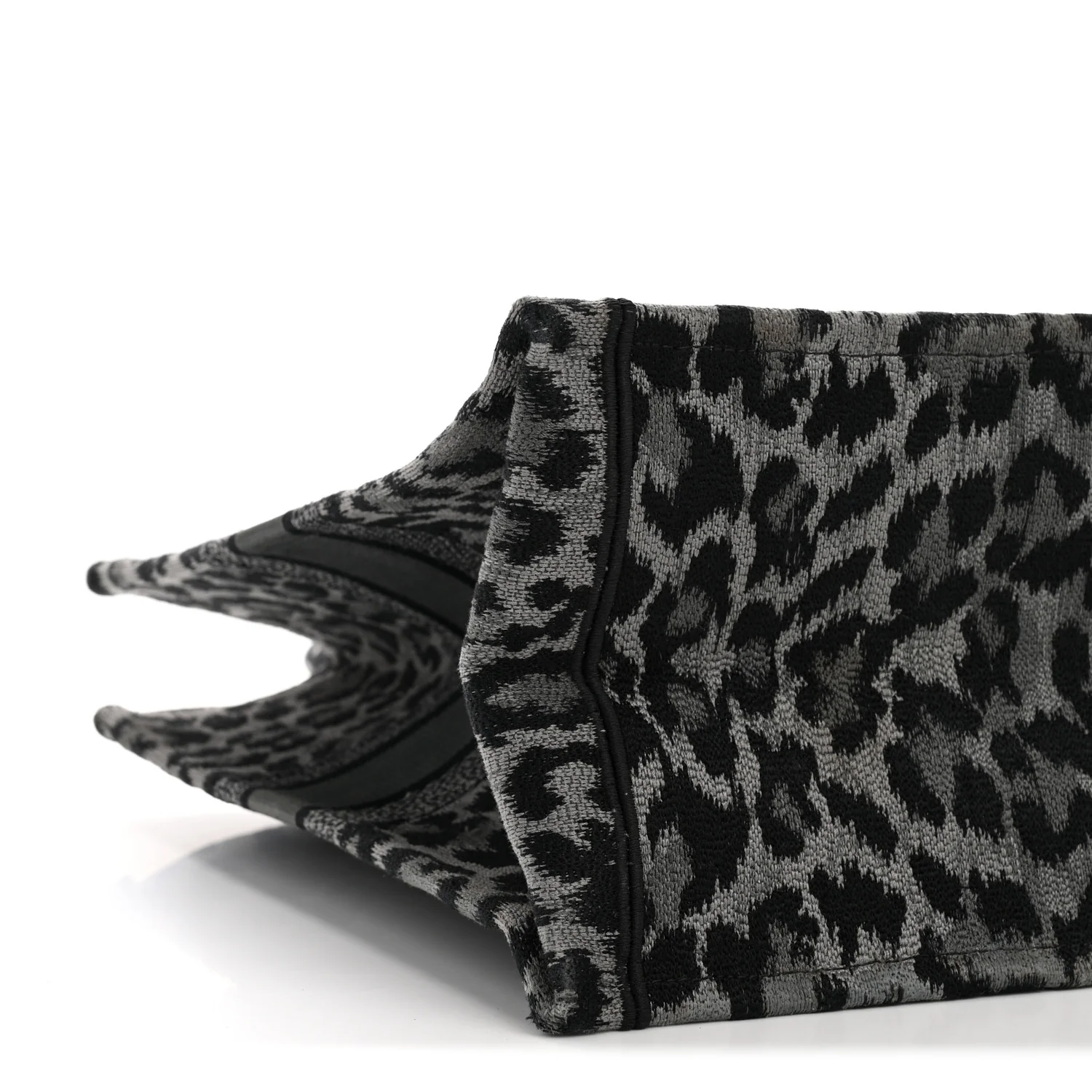 Canvas Mizza Embroidered Large Leopard Book Tote Grey - Image 9