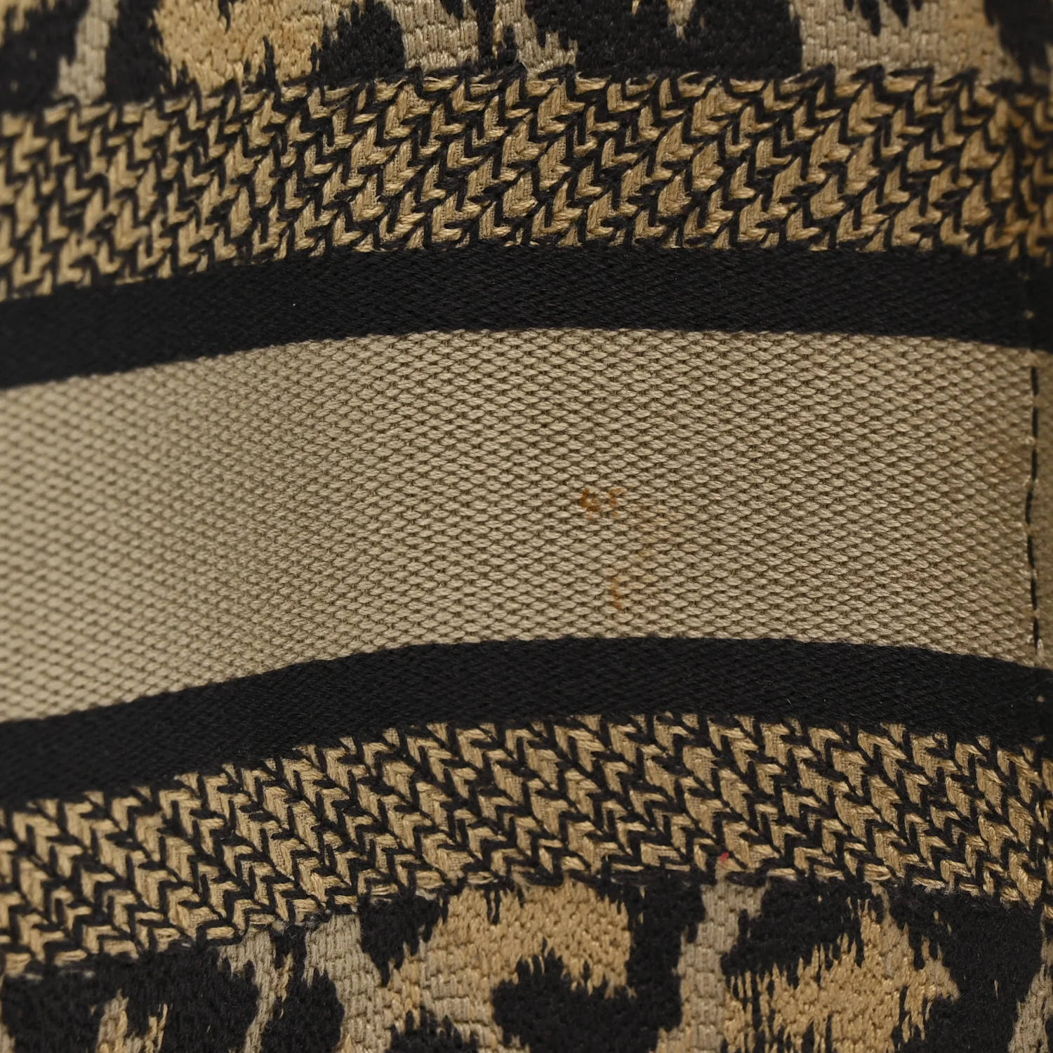 Canvas Mizza Embroidered Small Leopard Book Tote Beige - Image 11