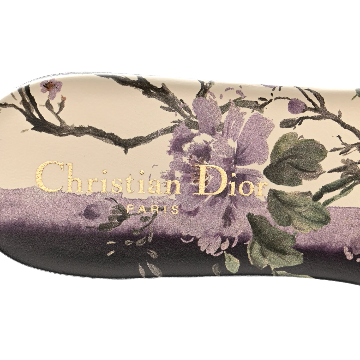 Canvas Pivoine Embroidered Dway Flat Slide Sandals 39.5 Off White Violet - Image 7