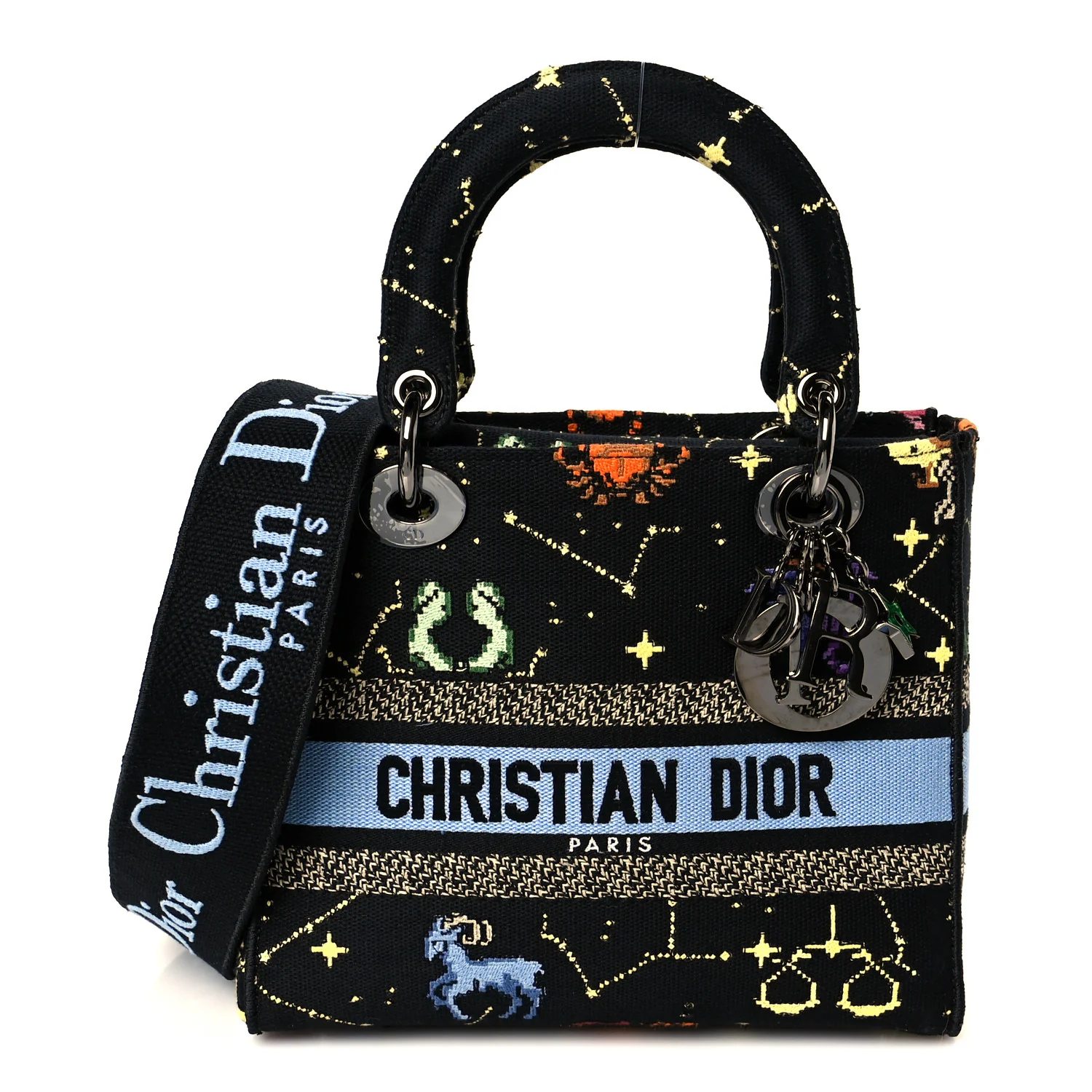 Canvas Pixel Zodiac Embroidered Medium Lady D-Lite Nero Multicolor