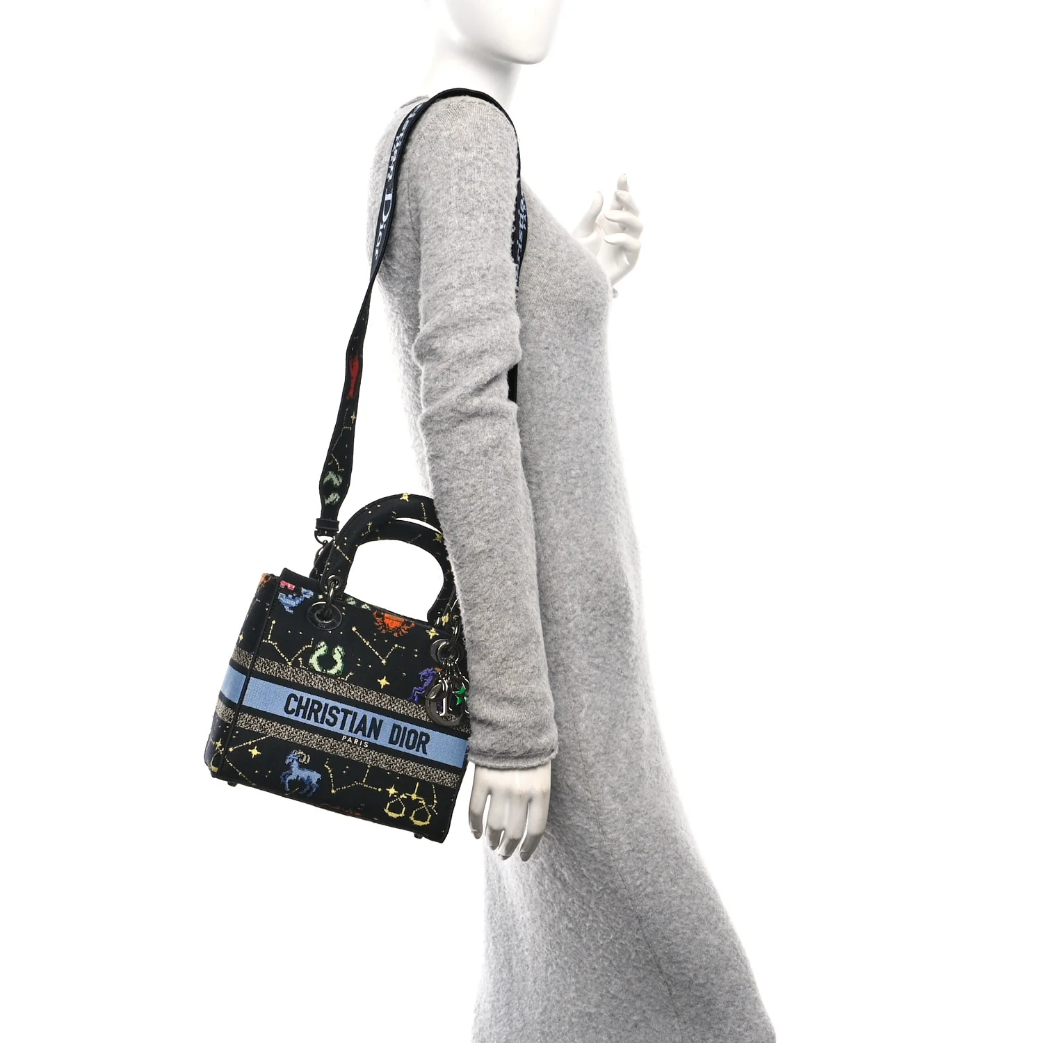 Canvas Pixel Zodiac Embroidered Medium Lady D-Lite Nero Multicolor - Image 2