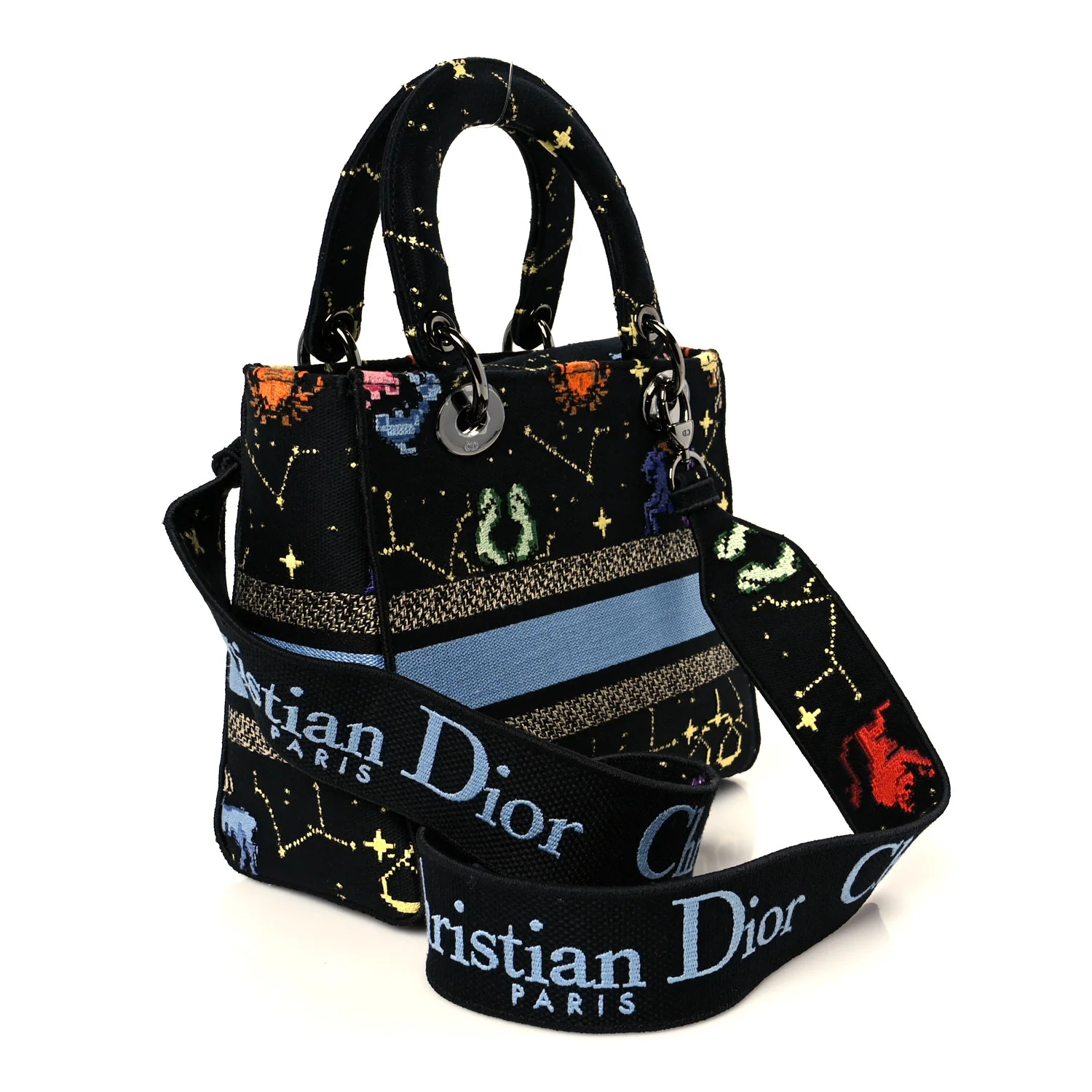 Canvas Pixel Zodiac Embroidered Medium Lady D-Lite Nero Multicolor - Image 3