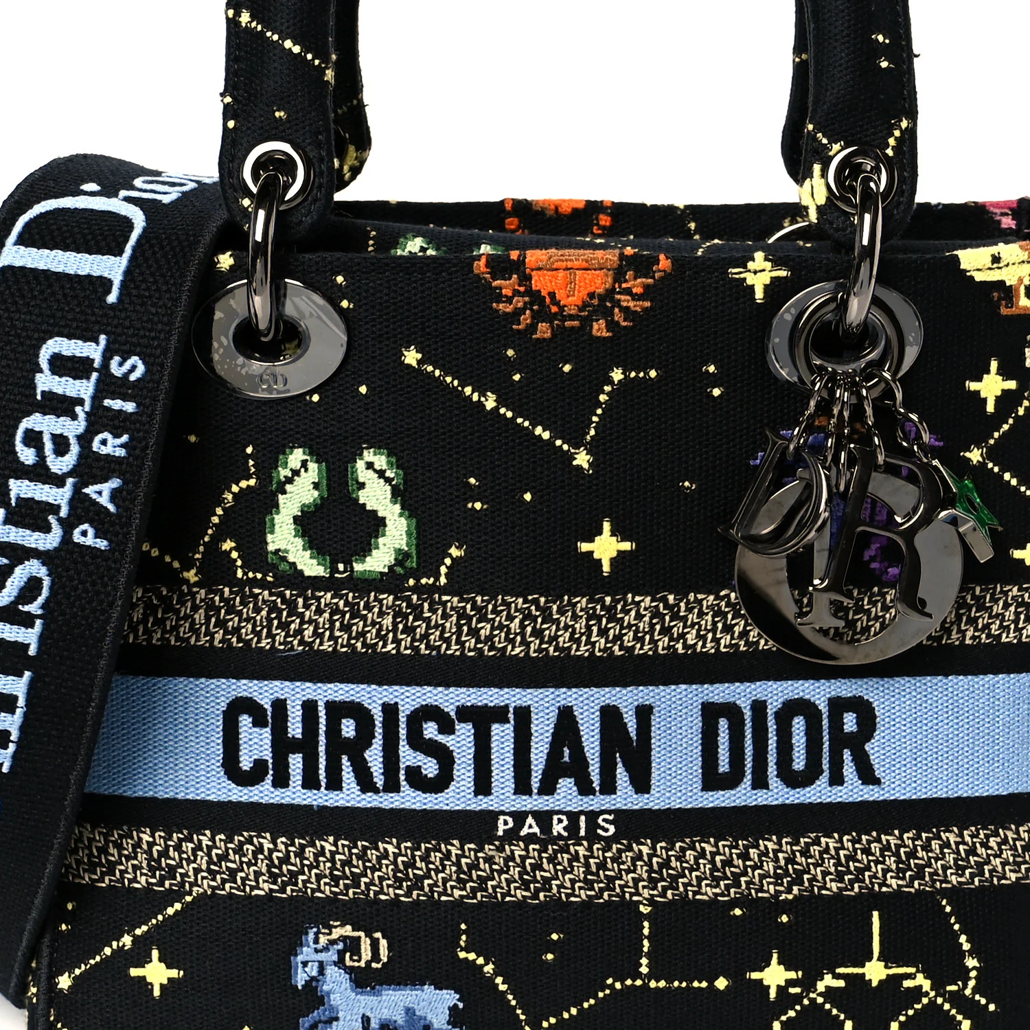 Canvas Pixel Zodiac Embroidered Medium Lady D-Lite Nero Multicolor - Image 8