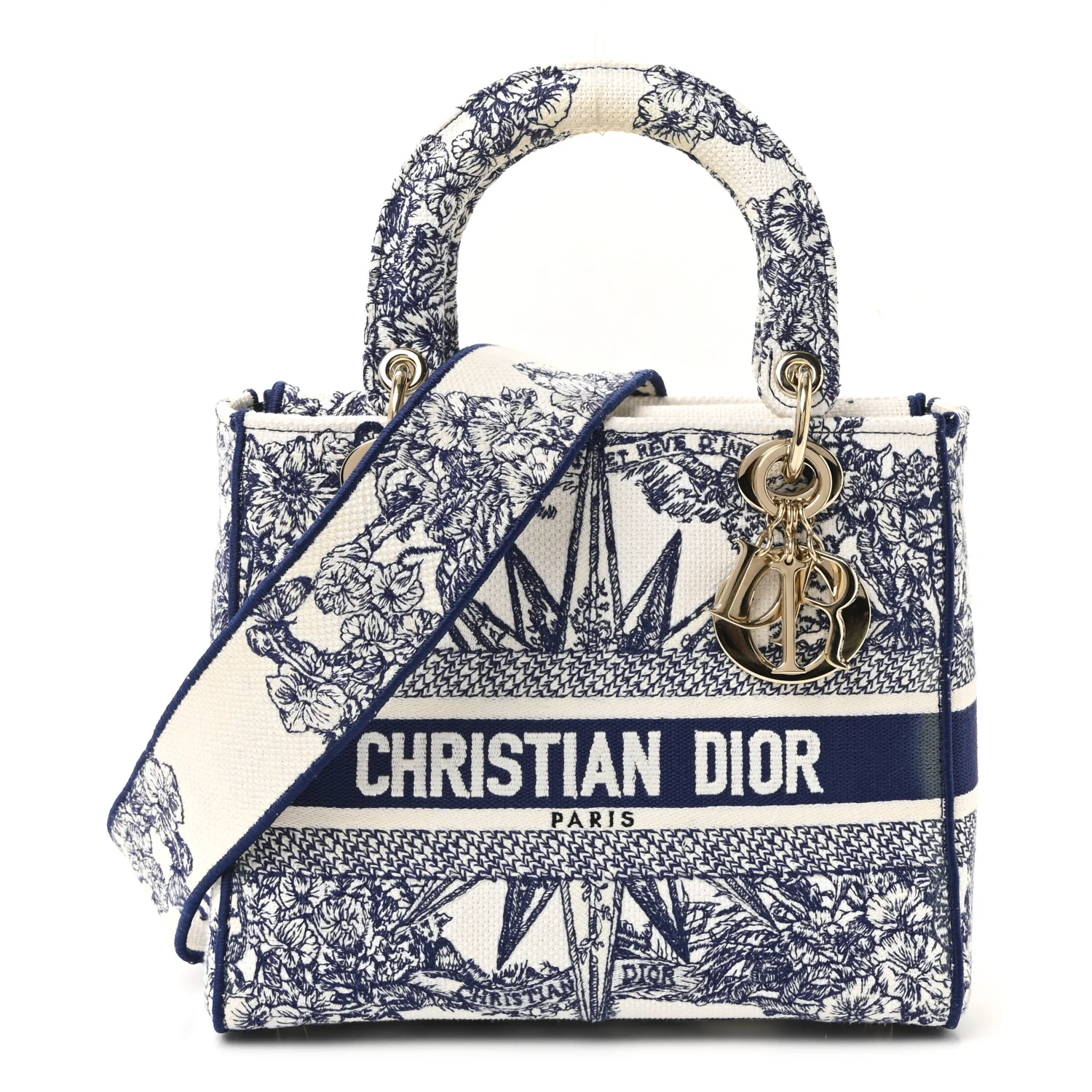 Canvas Reverse Embroidered RĂȘve d'Infini Medium Lady D-Lite Blue Multicolor