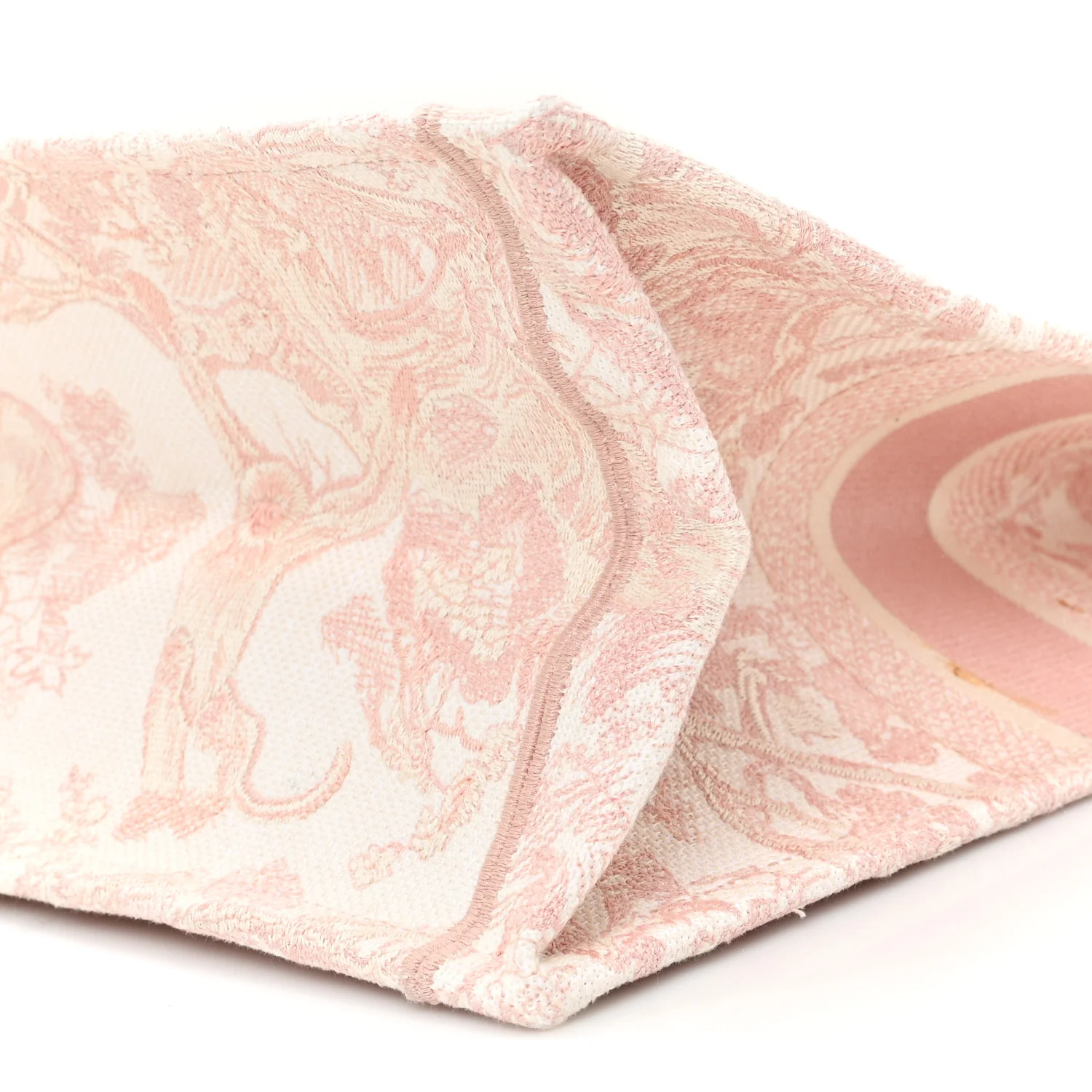 Canvas Toile De Jouy Embroidered Large Book Tote Pink - Image 10