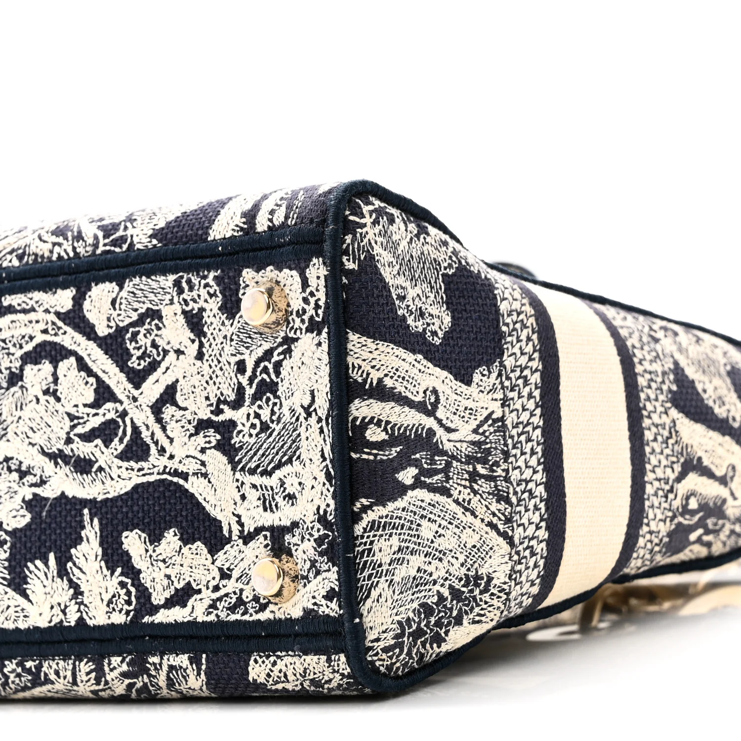 Canvas Toile De Jouy Embroidered Medium Lady D-Lite Navy - Image 10