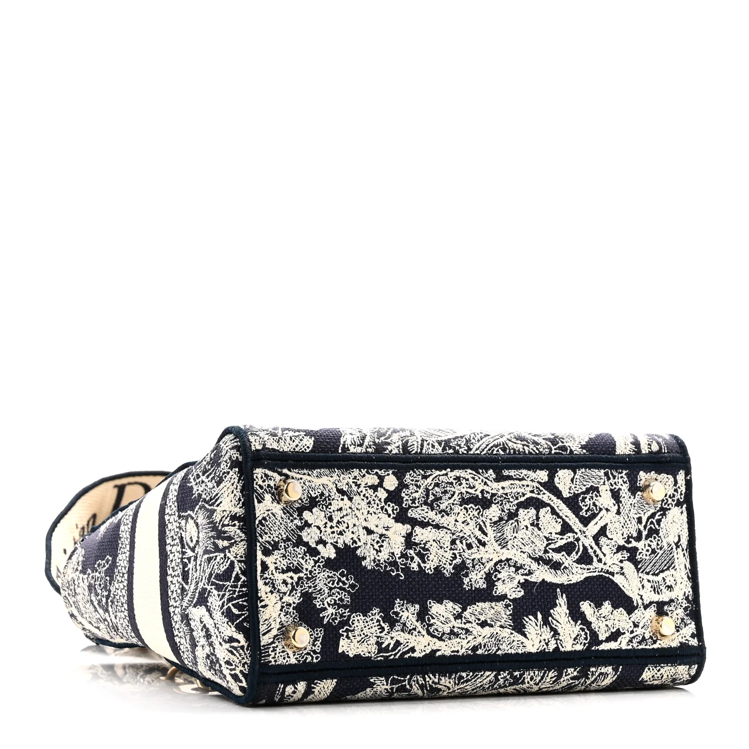 Canvas Toile De Jouy Embroidered Medium Lady D-Lite Navy - Image 4
