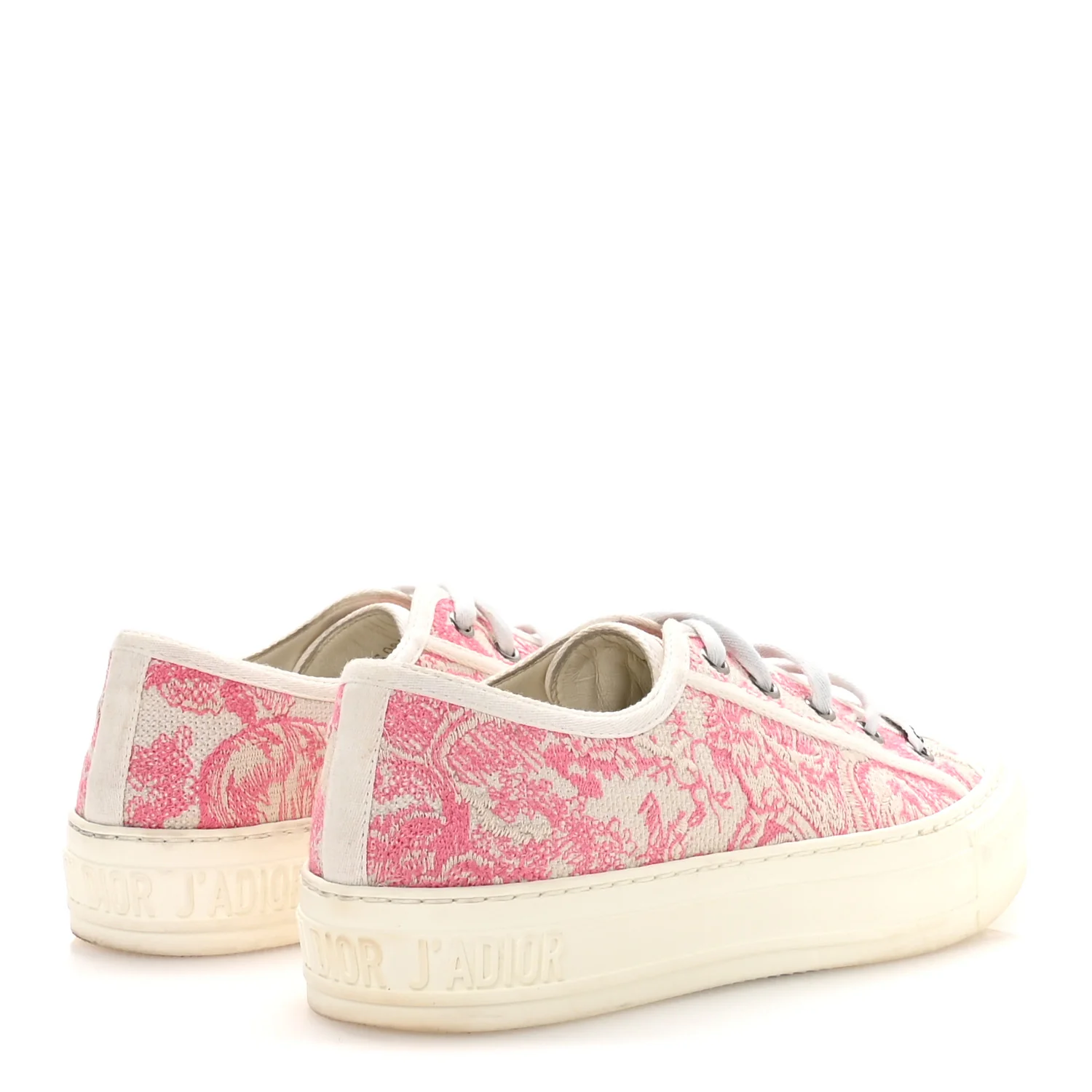 Canvas Toile De Jouy Embroidered Womens Walk'N'Dior Low Top Sneakers 37 Off-White Pink - Image 5