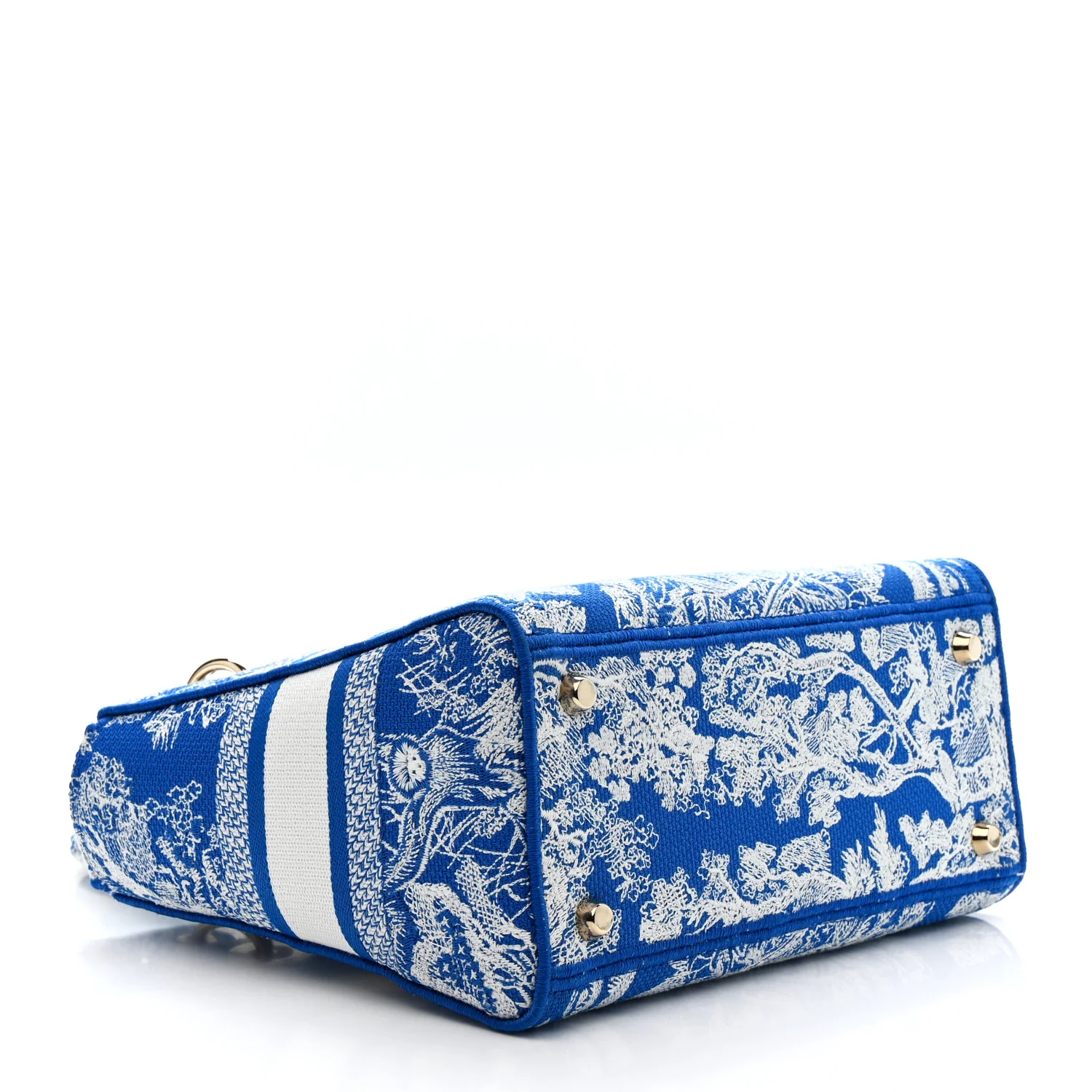 Canvas Toile De Jouy Reverse Embroidered Medium Lady D-Lite Fluorescent Blue - Image 4