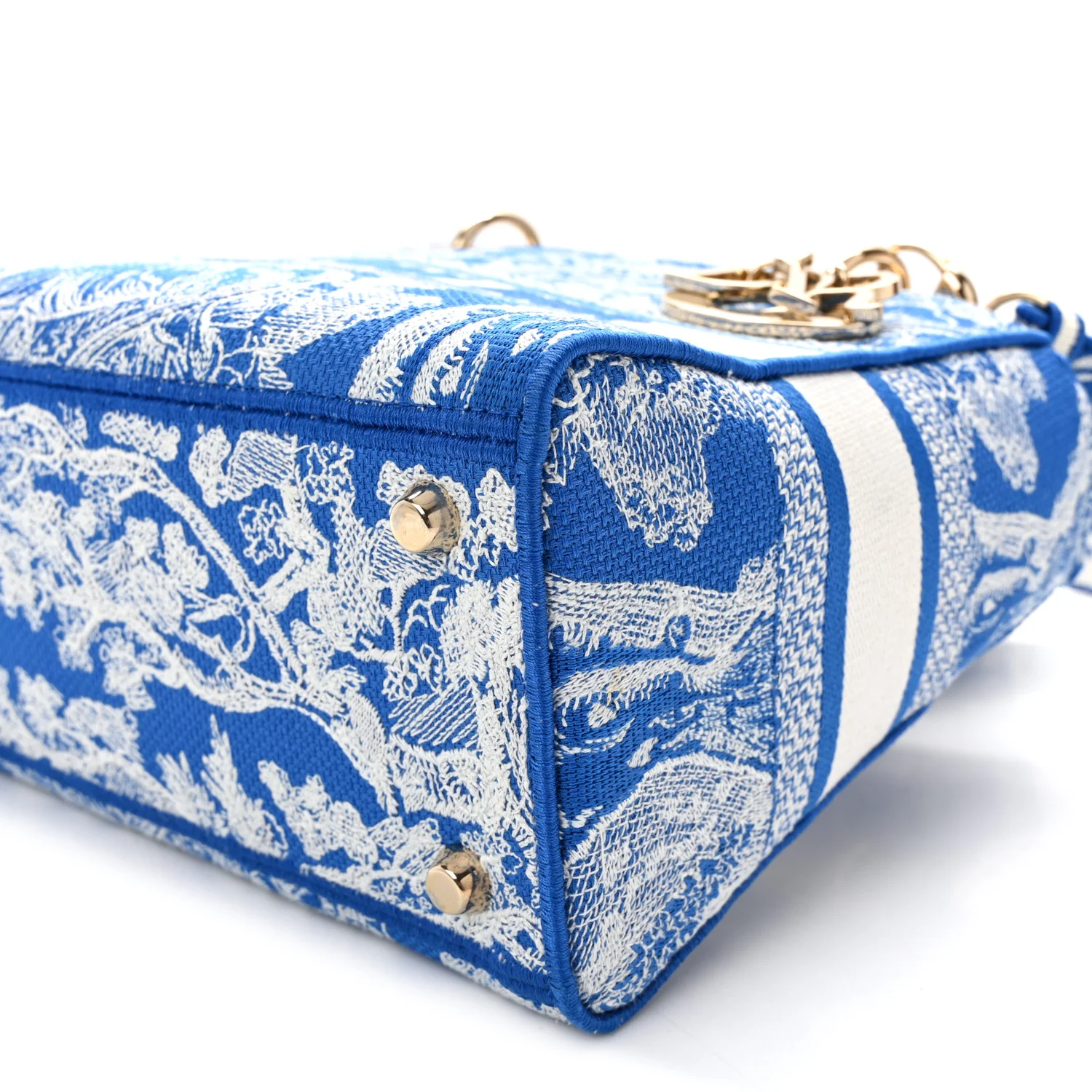 Canvas Toile De Jouy Reverse Embroidered Medium Lady D-Lite Fluorescent Blue - Image 10