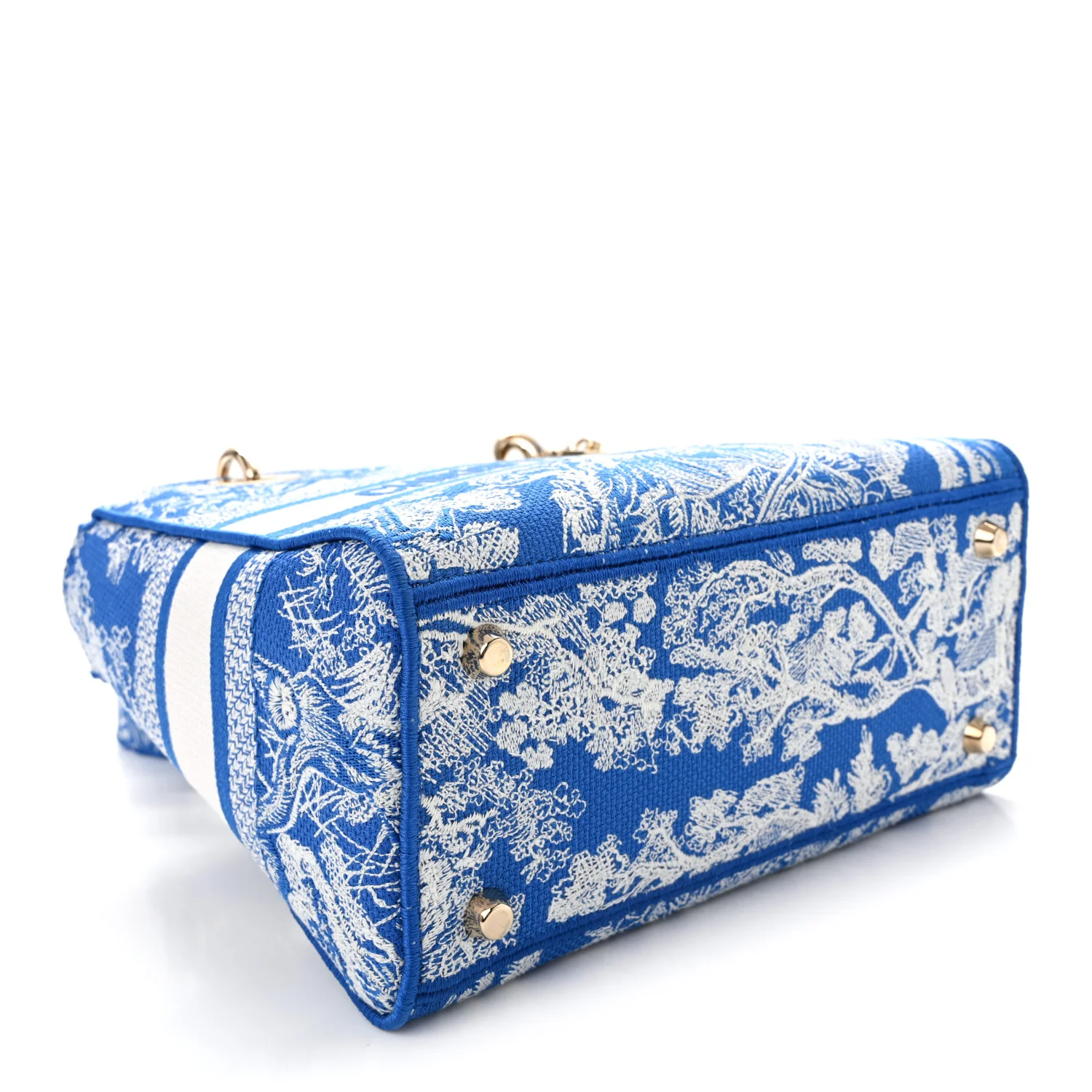 Canvas Toile De Jouy Reverse Embroidered Medium Lady D-Lite Fluorescent Blue - Image 4