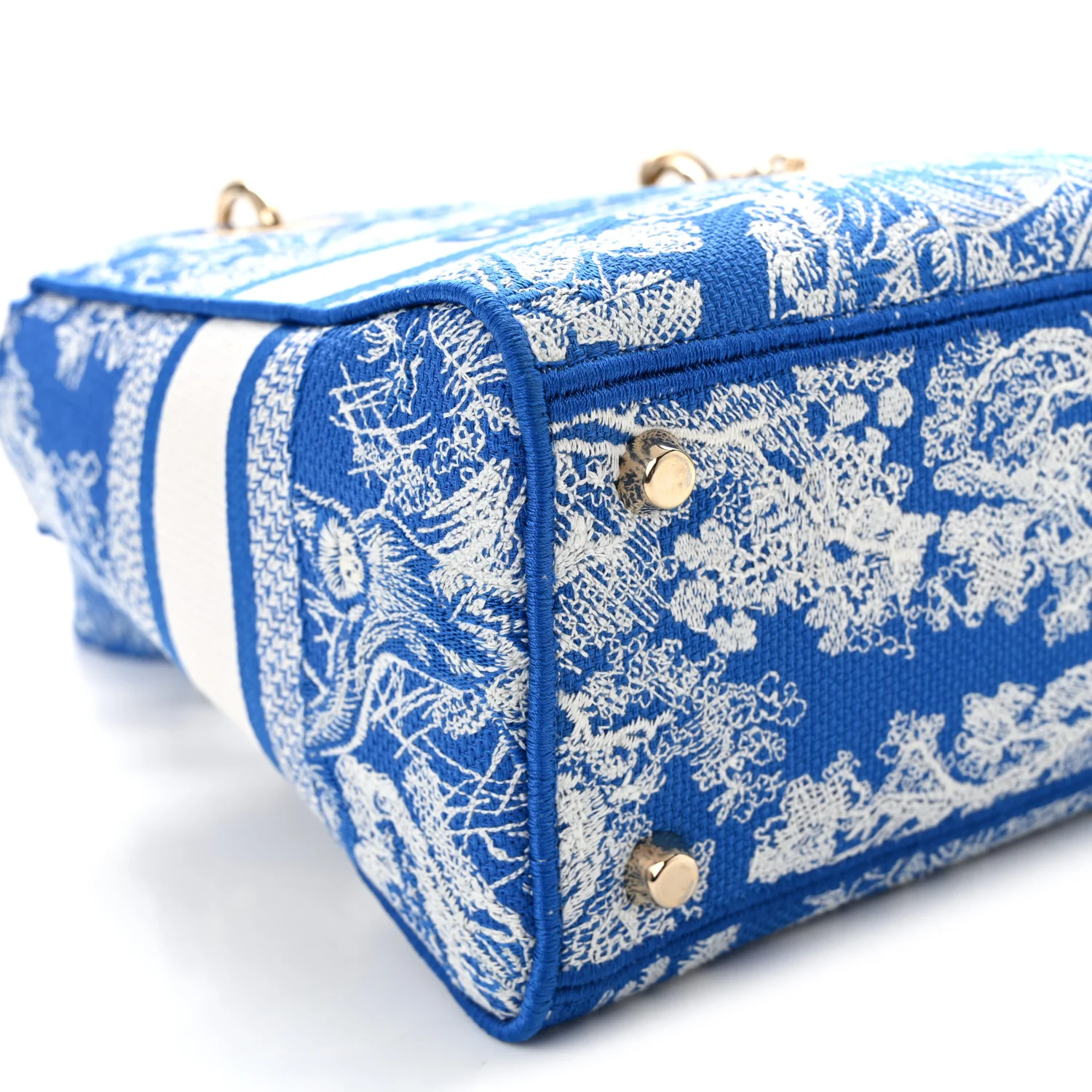 Canvas Toile De Jouy Reverse Embroidered Medium Lady D-Lite Fluorescent Blue - Image 9